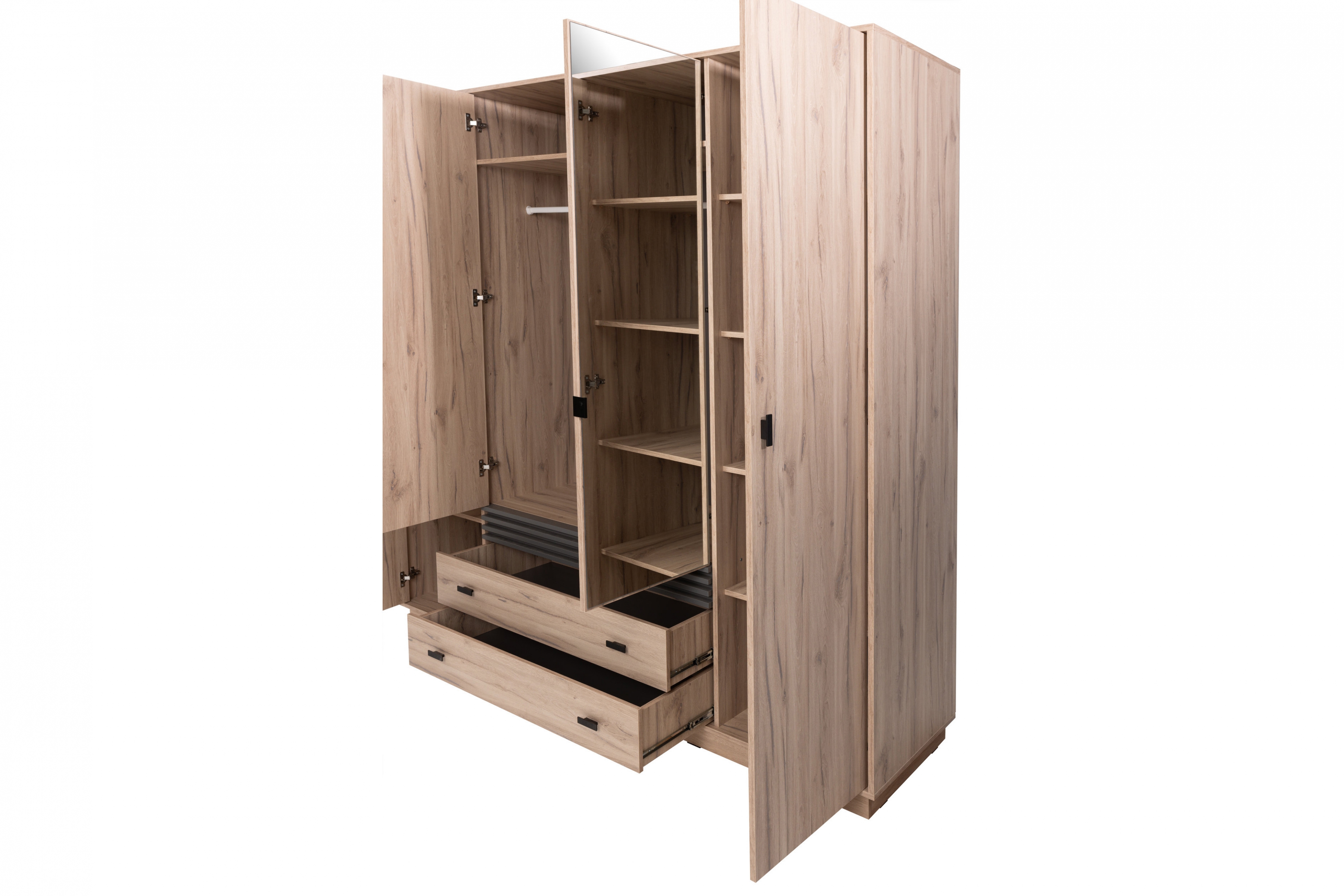 Šatní skříň Allmo AL16 200 cm se zrcadlem - dub estana / antracit skříň Allmo AL16 - 200 cm z zrcadlem - dub estana / antracitová