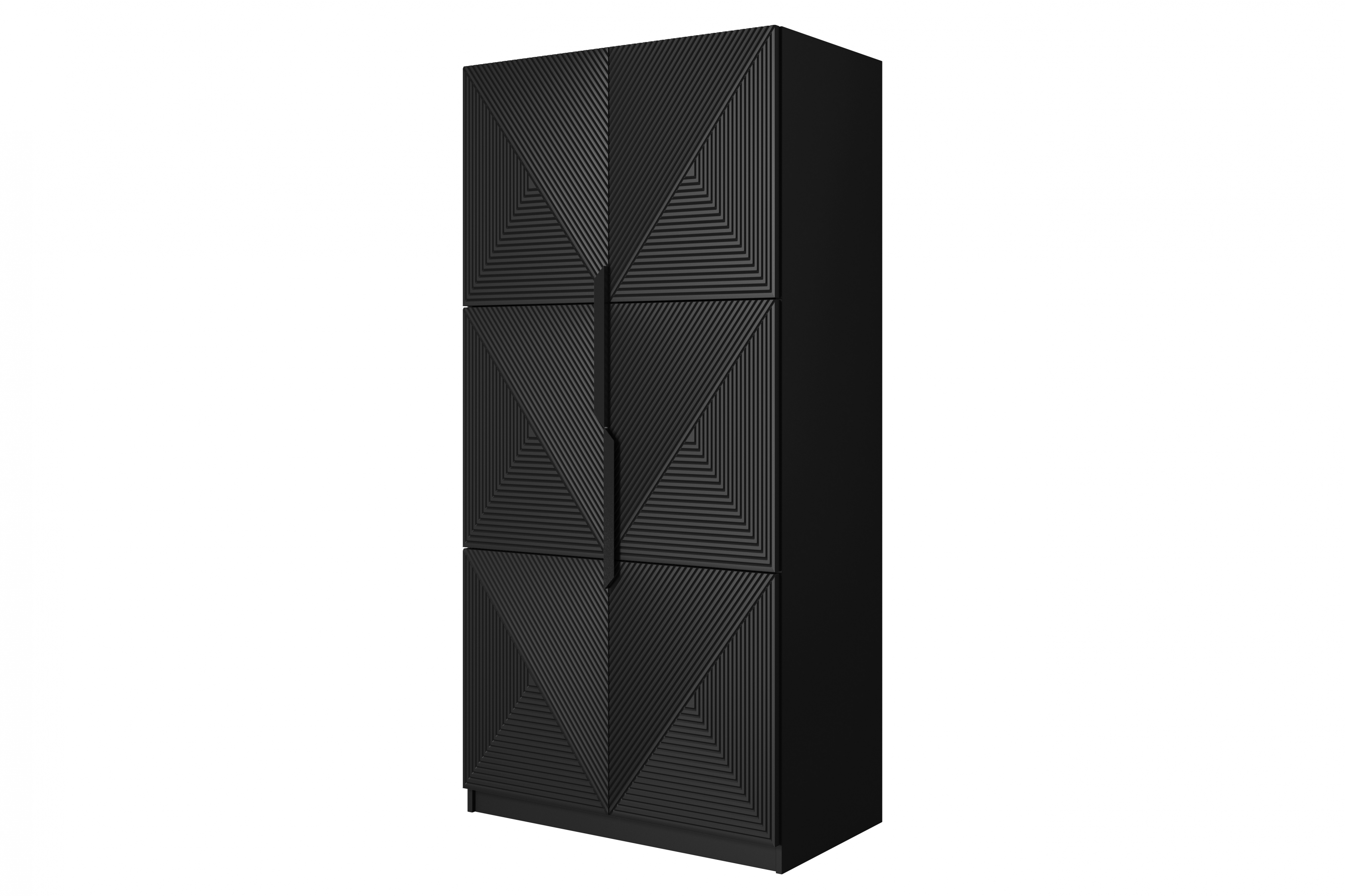 Skříň Asha 100 cm - černý mat / černé kovové úchytky skříň Asha 100 cm s frézovanou přední částí i metalowymi uchwytami - černá mat / černá Úchytky