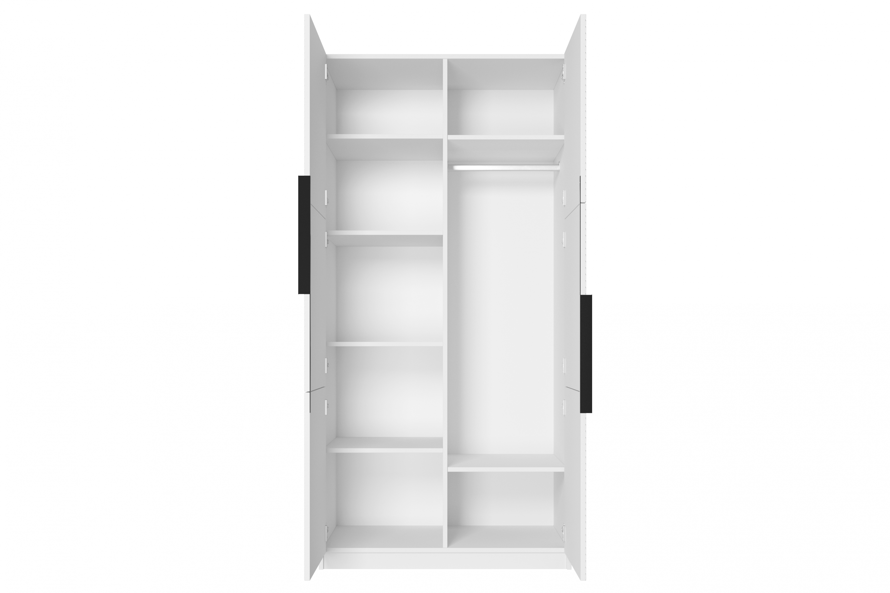 Skříň Asha 100 cm - bílý mat / černé kovové úchytky skříň Asha 100 cm s frézovanou přední částí i metalowymi uchwytami- bílý mat / černá Úchytky