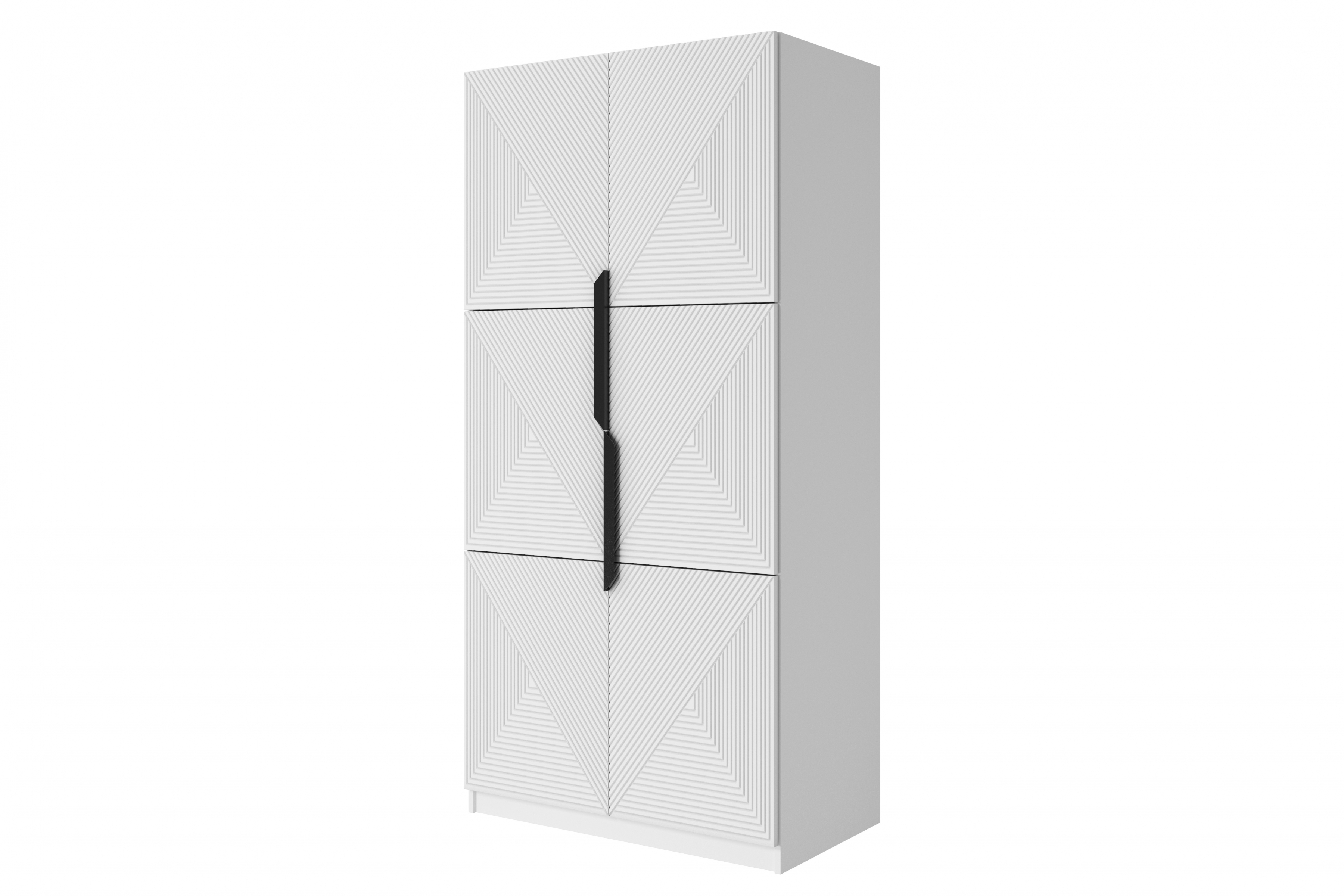 Skříň Asha 100 cm - bílý mat / černé kovové úchytky skříň Asha 100 cm s frézovanou přední částí i metalowymi uchwytami- bílý mat / černá Úchytky