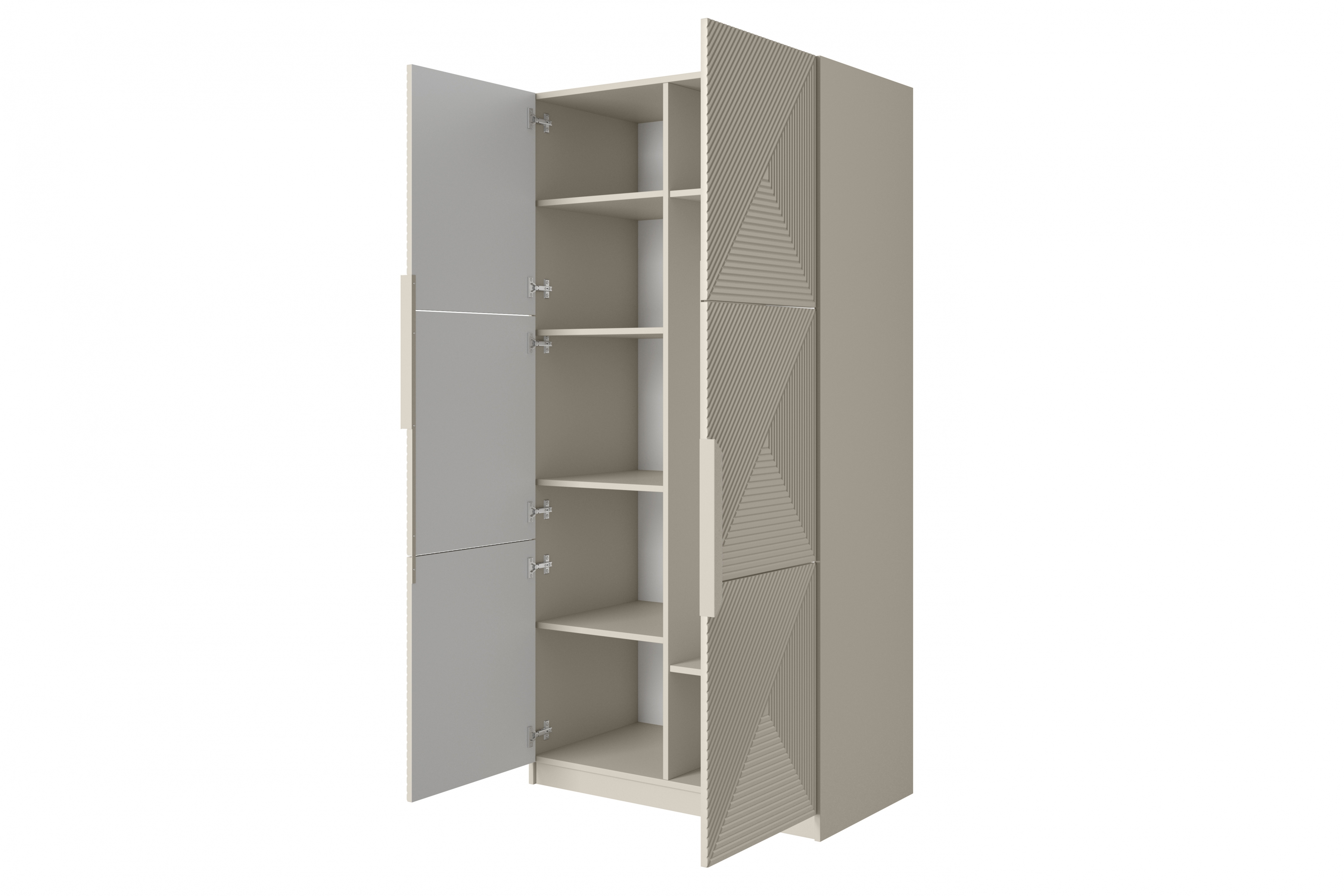 Skriňa Asha 100 cm - kašmírová / kašmírové úchytky Skriňa Asha 100 cm s frézovaným frontom i metalowymi uchwytami- kašmír / kaszmirowe úchyty