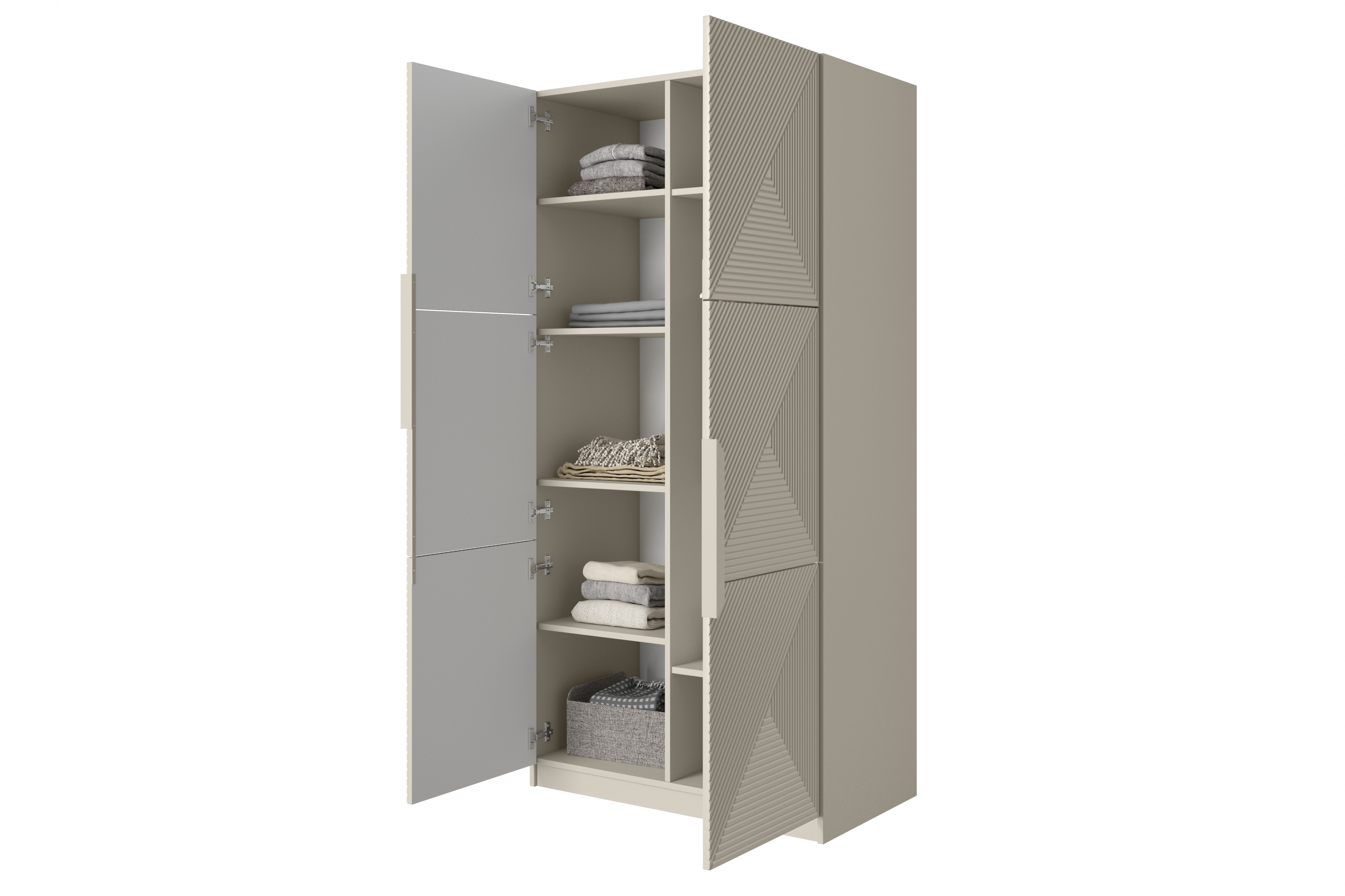 Skriňa Asha 100 cm - kašmírová / kašmírové úchytky Skriňa Asha 100 cm s frézovaným frontom i metalowymi uchwytami- kašmír / kaszmirowe úchyty