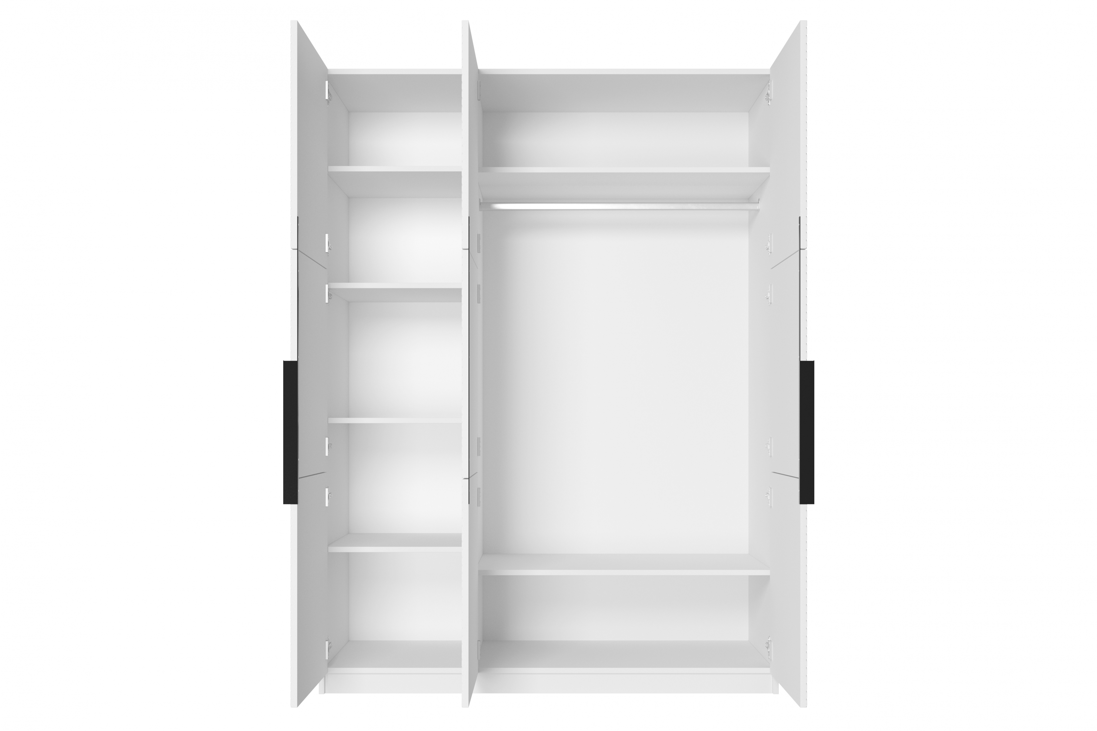 Skříň Asha 150 cm - bílý mat / černé kovové úchytky skříň Asha 150 cm z metalowymi uchwytami - bílý mat / černá Úchytky