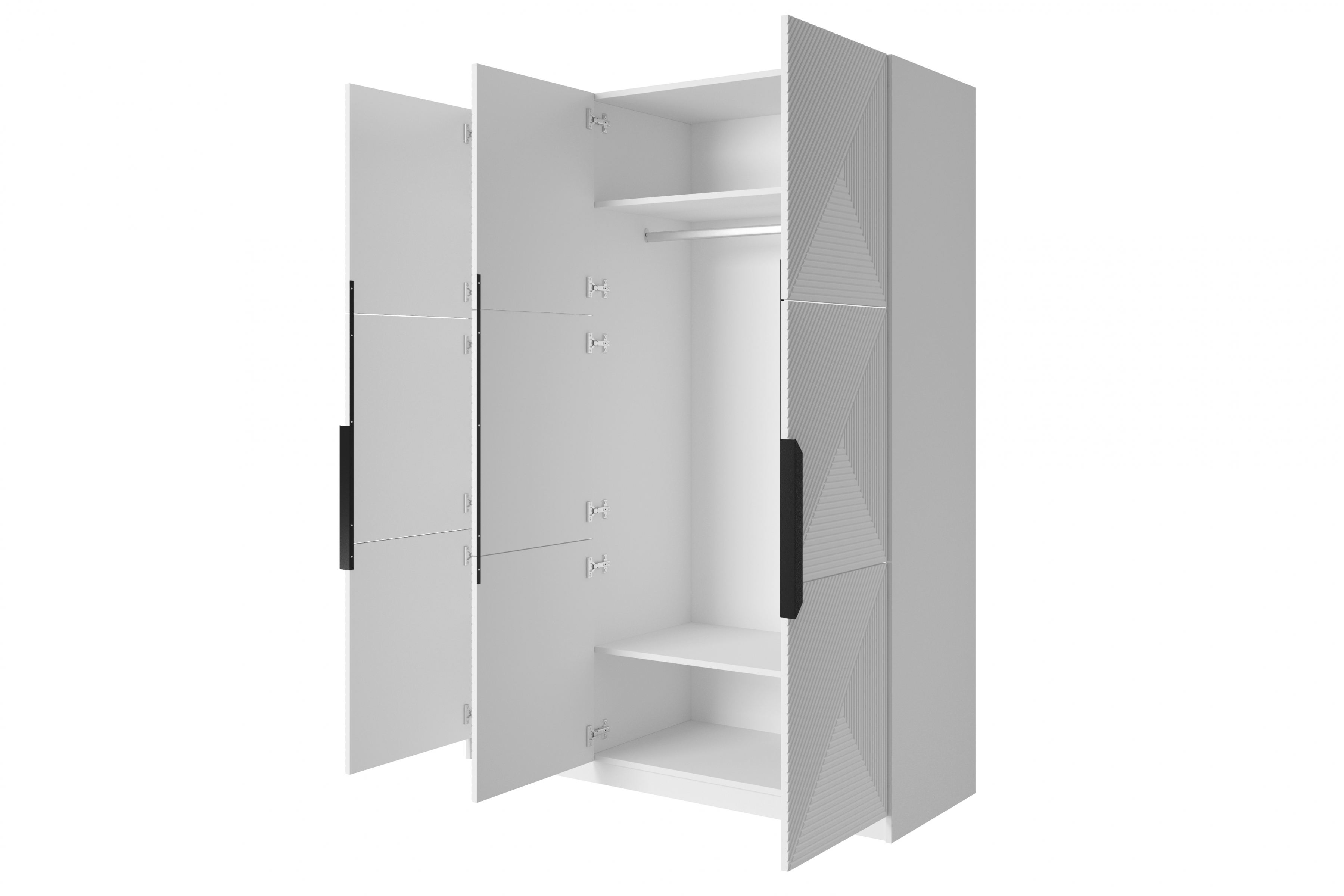 Skříň Asha 150 cm - bílý mat / černé kovové úchytky skříň Asha 150 cm z metalowymi uchwytami - bílý mat / černá Úchytky