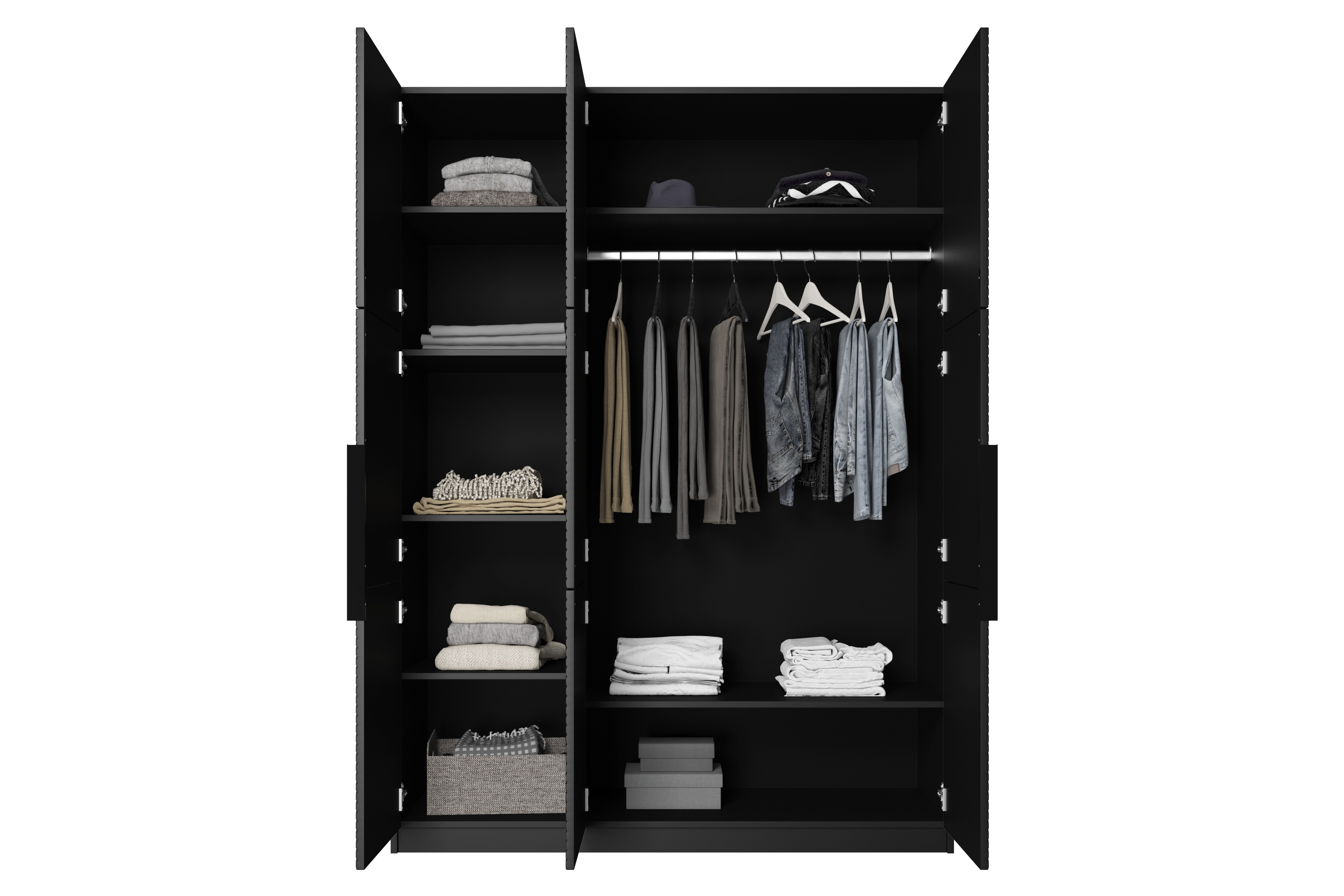 Skriňa Asha 150 cm - čierny mat / čierne úchytky Skriňa Asha 150 cm z metalowymi uchwytami - Čierny mat / čierny úchyty