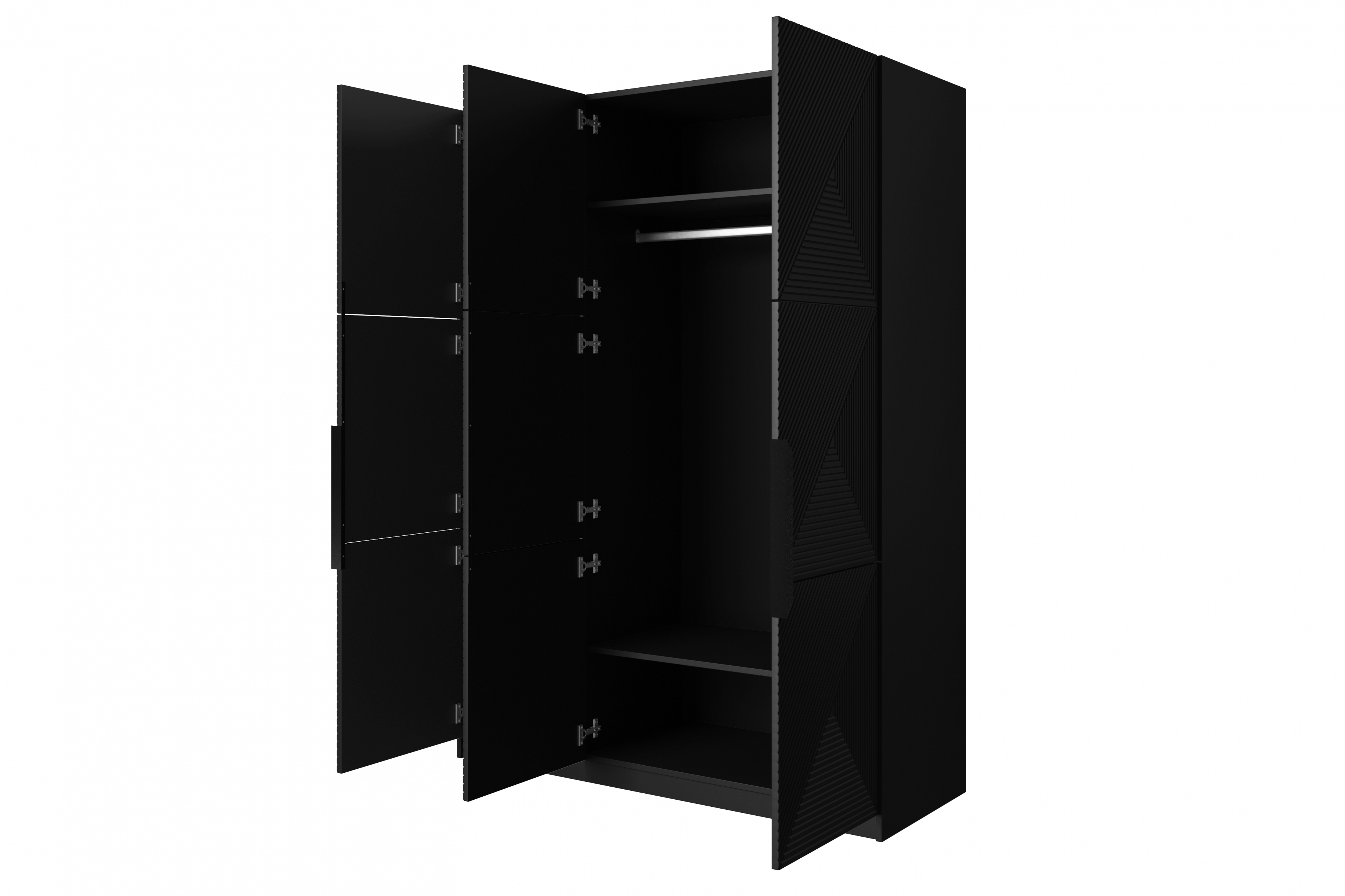 Skriňa Asha 150 cm - čierny mat / čierne úchytky Skriňa Asha 150 cm z metalowymi uchwytami - Čierny mat / čierny úchyty