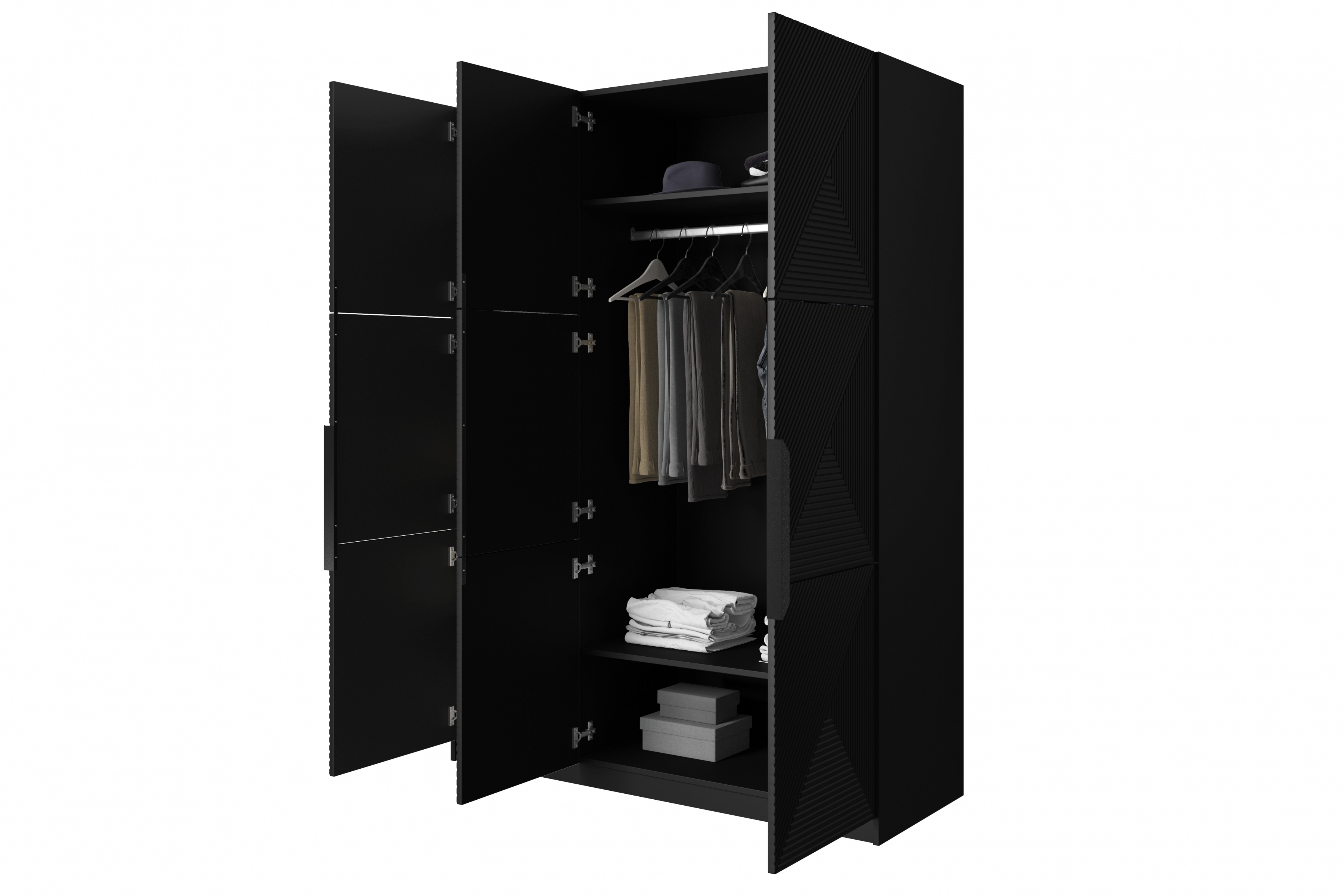 Skriňa Asha 150 cm - čierny mat / čierne úchytky Skriňa Asha 150 cm z metalowymi uchwytami - Čierny mat / čierny úchyty