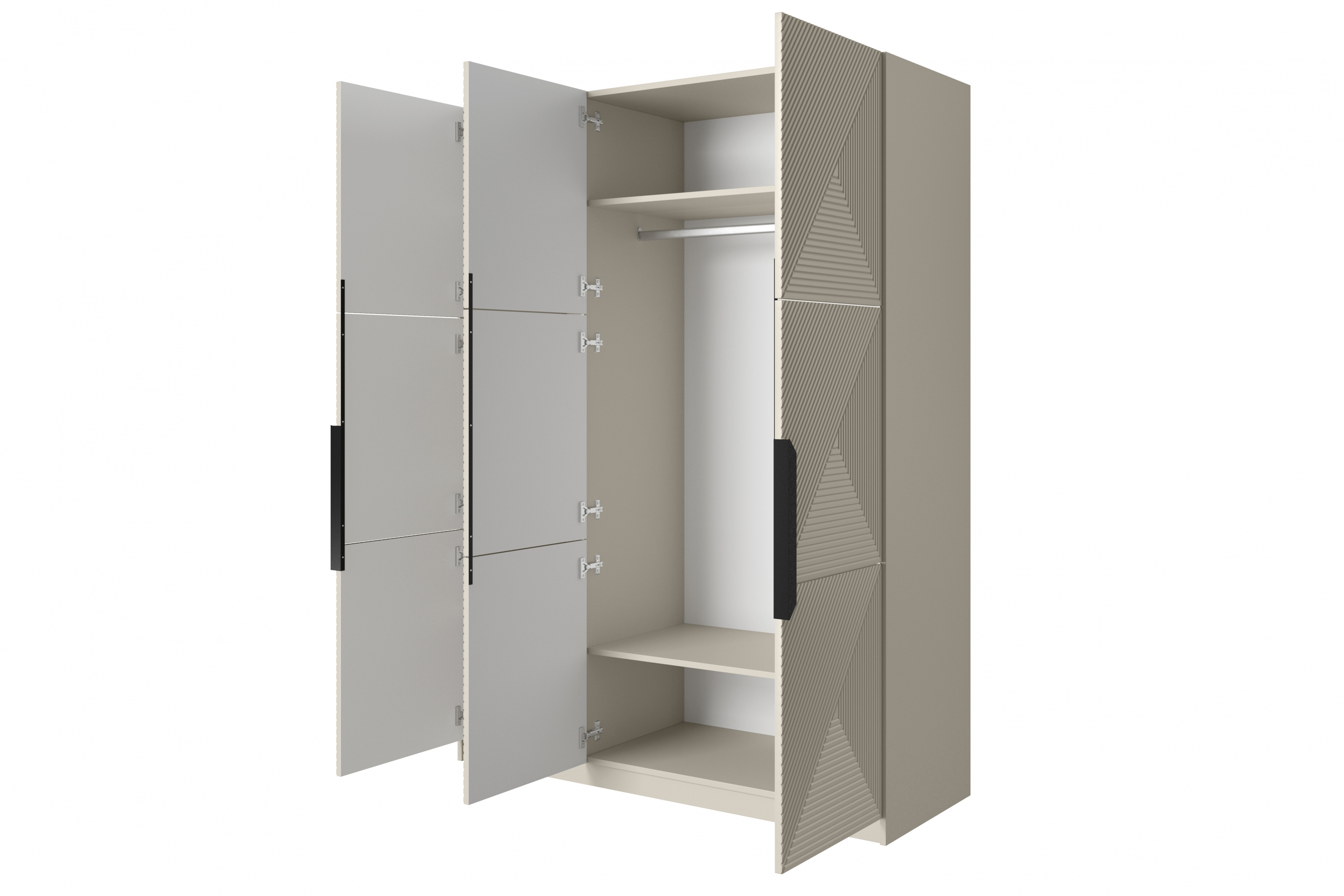 Skriňa Asha 150 cm - kašmírová / čierne úchytky Skriňa Asha 150 cm z metalowymi uchwytami - kašmír / čierny úchyty