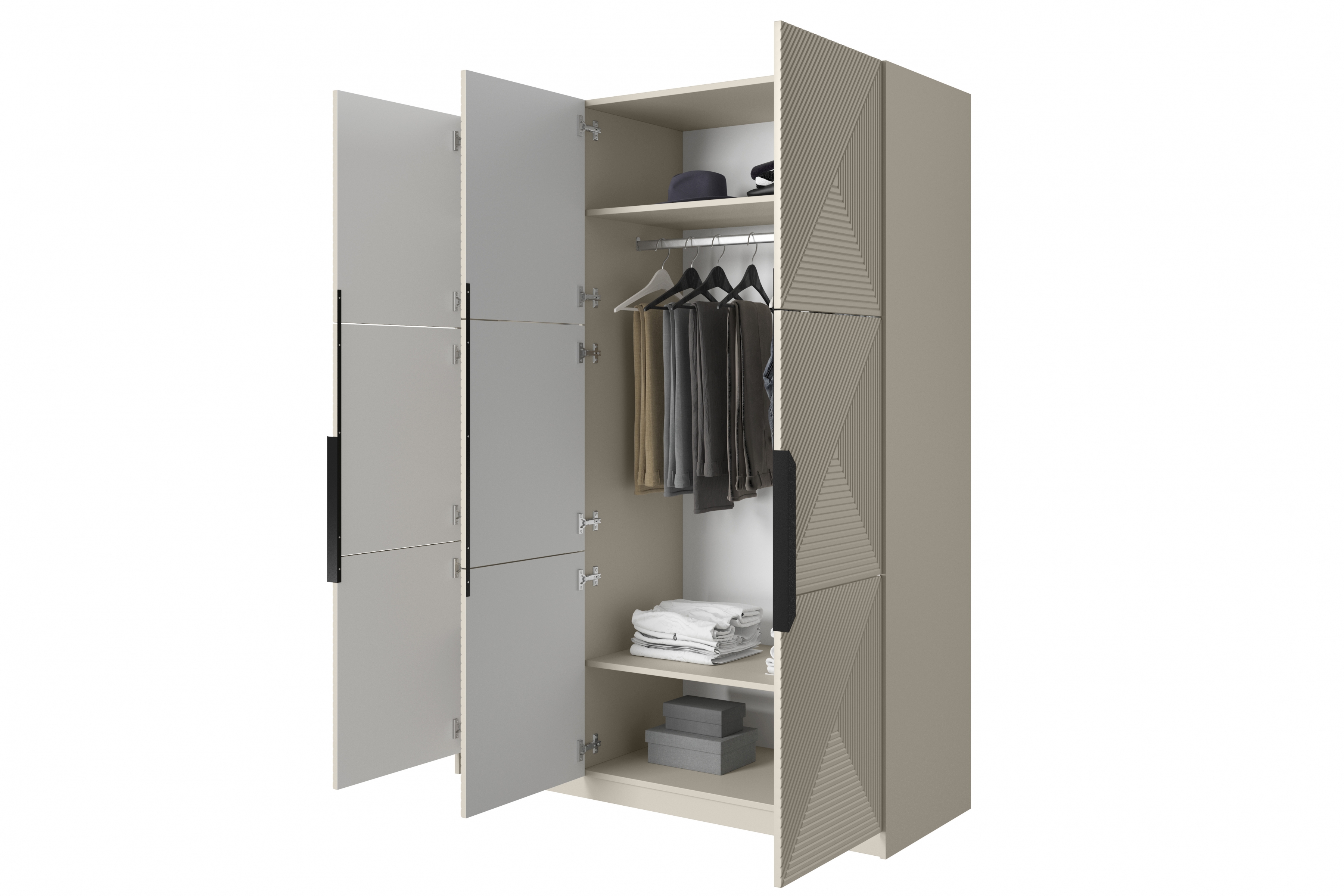 Skriňa Asha 150 cm - kašmírová / čierne úchytky Skriňa Asha 150 cm z metalowymi uchwytami - kašmír / čierny úchyty