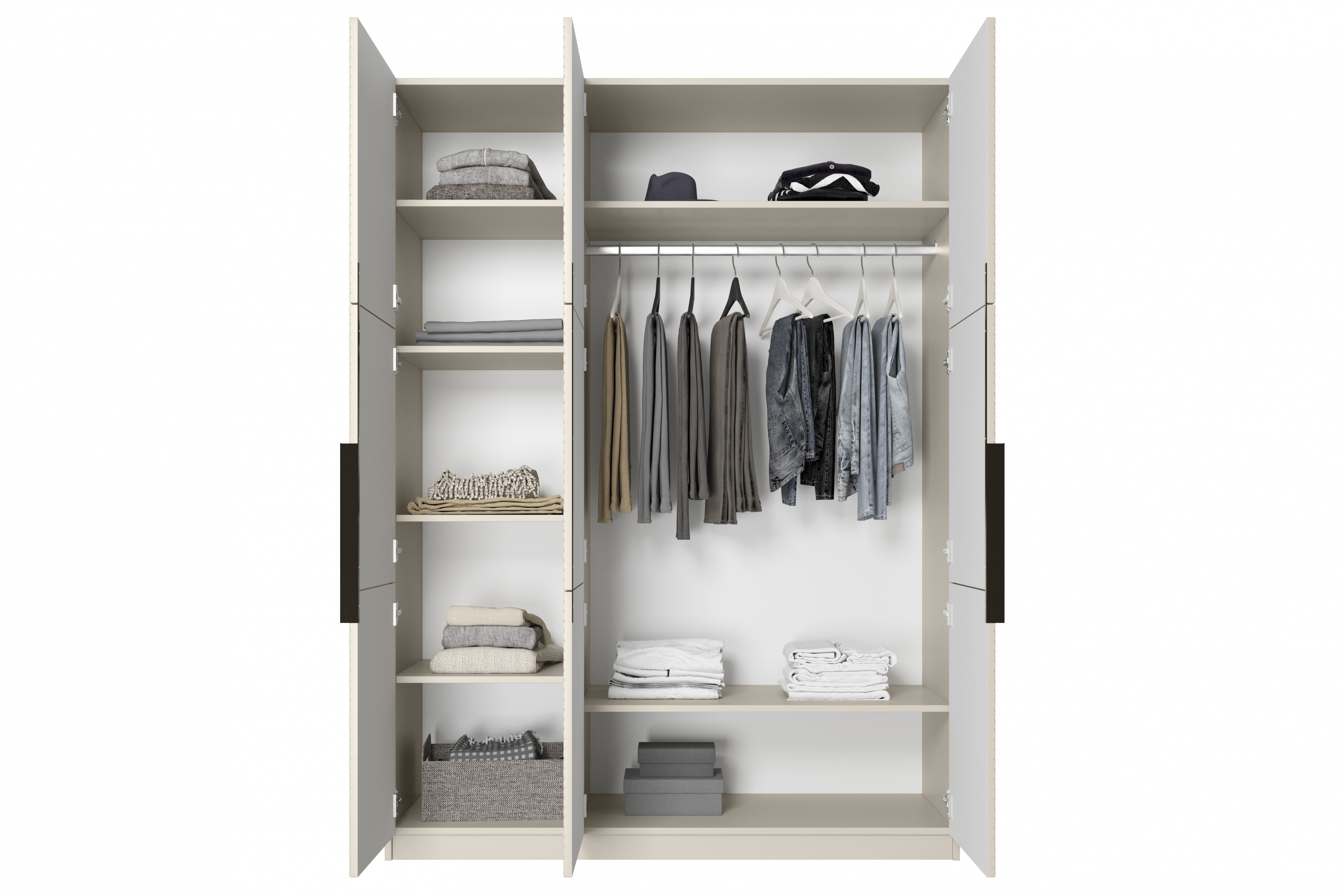 Skriňa Asha 150 cm - kašmírová / čierne úchytky Skriňa Asha 150 cm z metalowymi uchwytami - kašmír / čierny úchyty