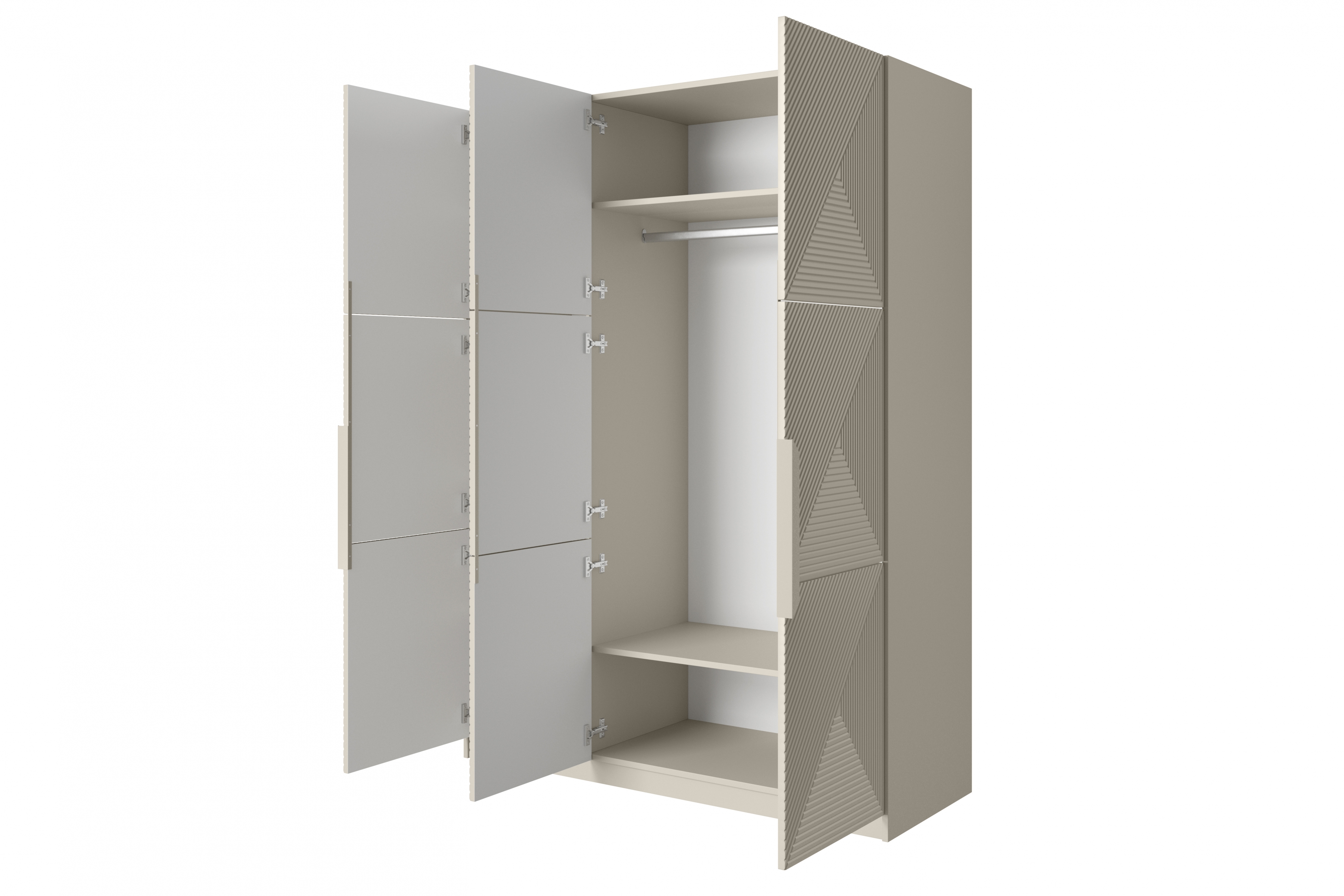 Skříň Asha 150 cm - kašmír / kašmírové kovové úchytky skříň Asha 150 cm z metalowymi uchwytami - kašmír / kaszmirowe Úchytky