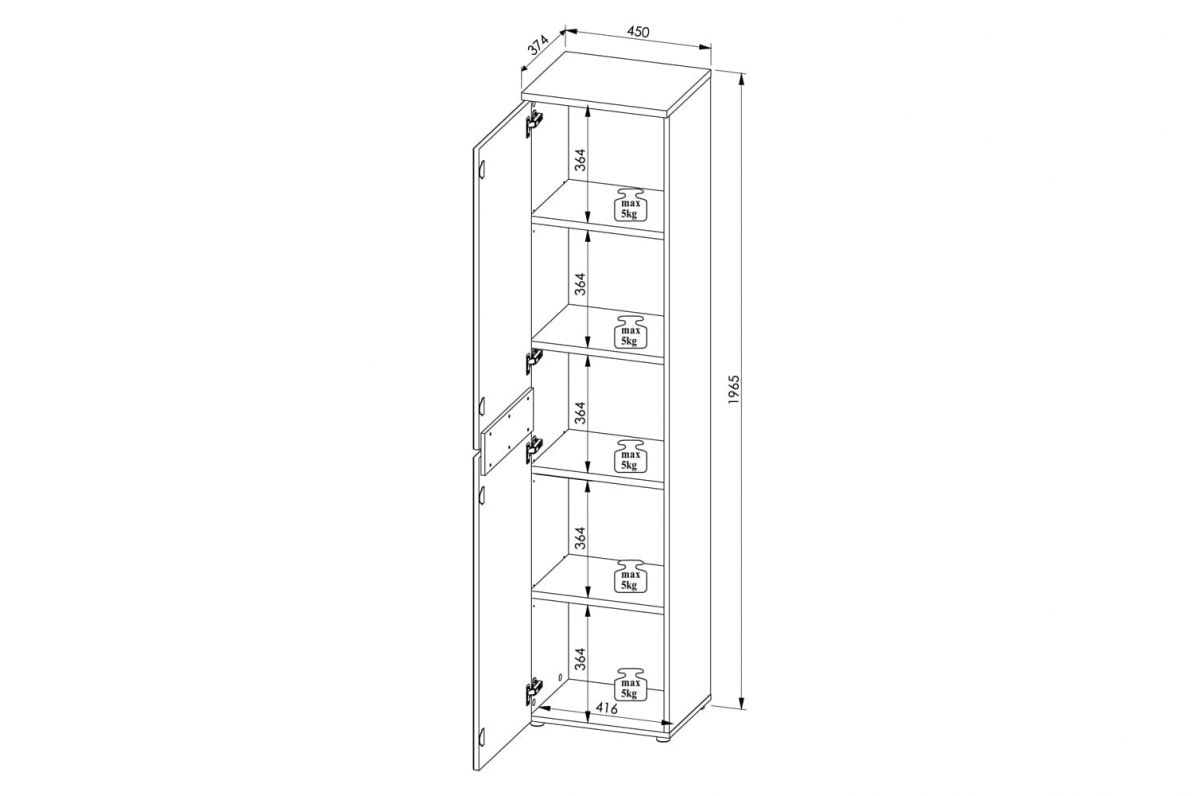 Skříň Brego 45 cm - dub artisan / grafitová skříň Brego 45 cm - dub artisan/grafit