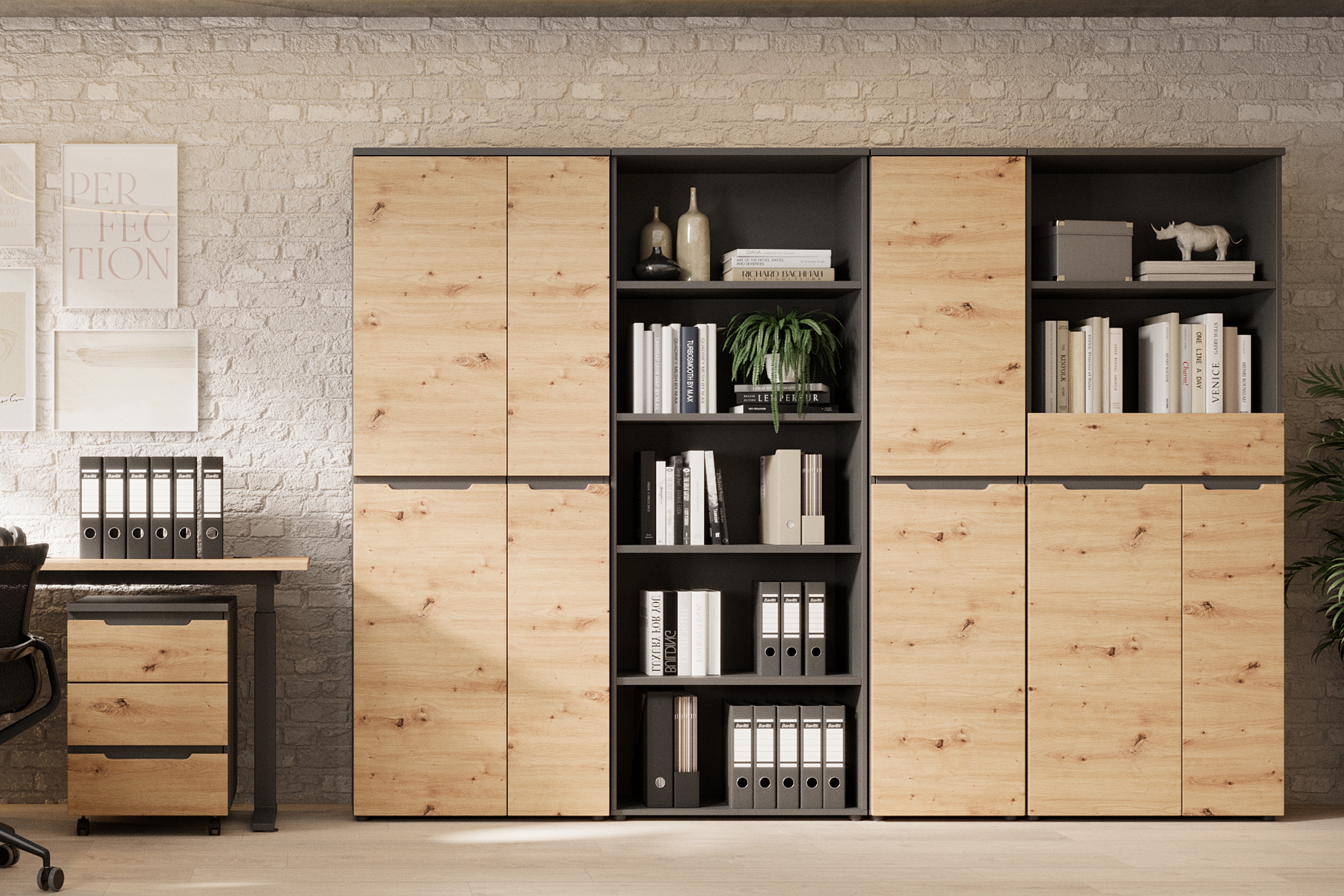 Skříň Brego 75 cm dvoudveřová - dub artisan / grafitová skříň Brego dvoudveřová 75 cm - dub artisan/grafit