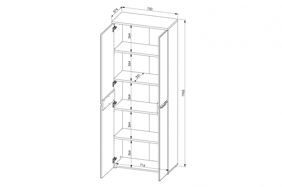 Skříň Brego 75 cm dvoudveřová - dub artisan / grafitová skříň Brego dvoudveřová 75 cm - dub artisan/grafit