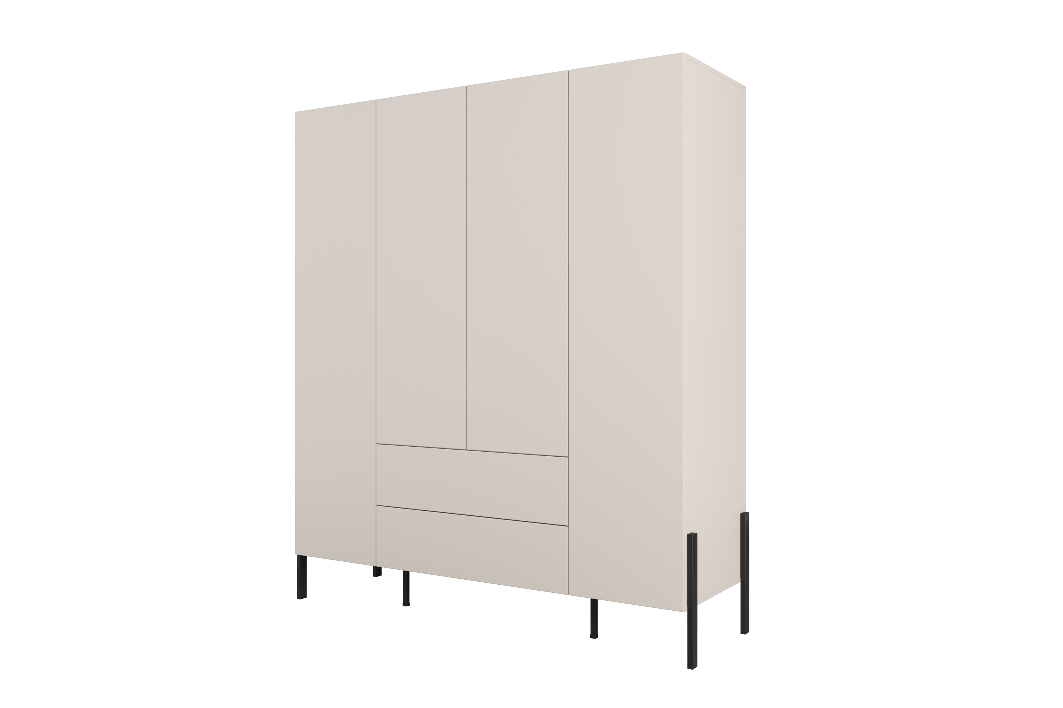 Šatní skříň se zásuvkami Jukon 180 cm - kašmírová / černé nožky skříň čtyřdveřová Jukon 180 cm se zásuvkami - kašmír / černé nožičky