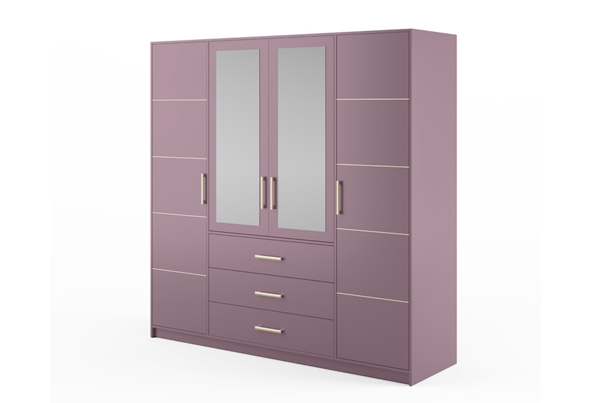 Skříň Bali 196 cm s nástavcem - švestka skříň čtyřdveřová Lutori 196 cm z zrcadlem i nadstawka - sliwka