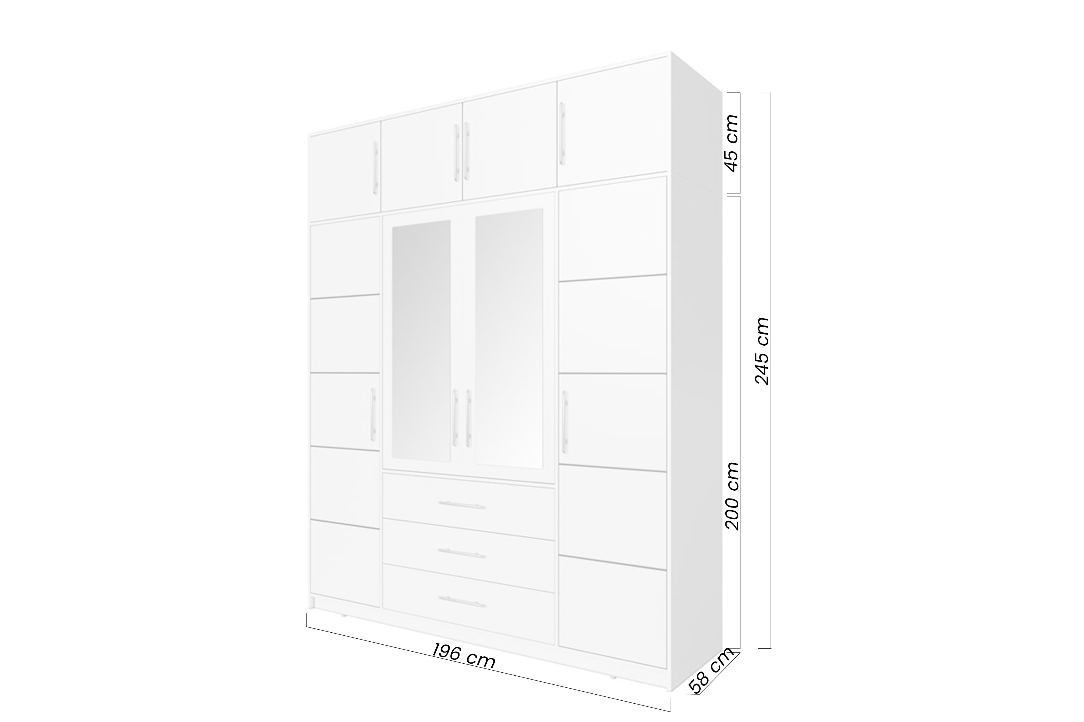 Skříň Bali 196 cm s nástavcem - dub wellington skříň čtyřdveřová Lutori 196 cm z nadstawka - dub wellington