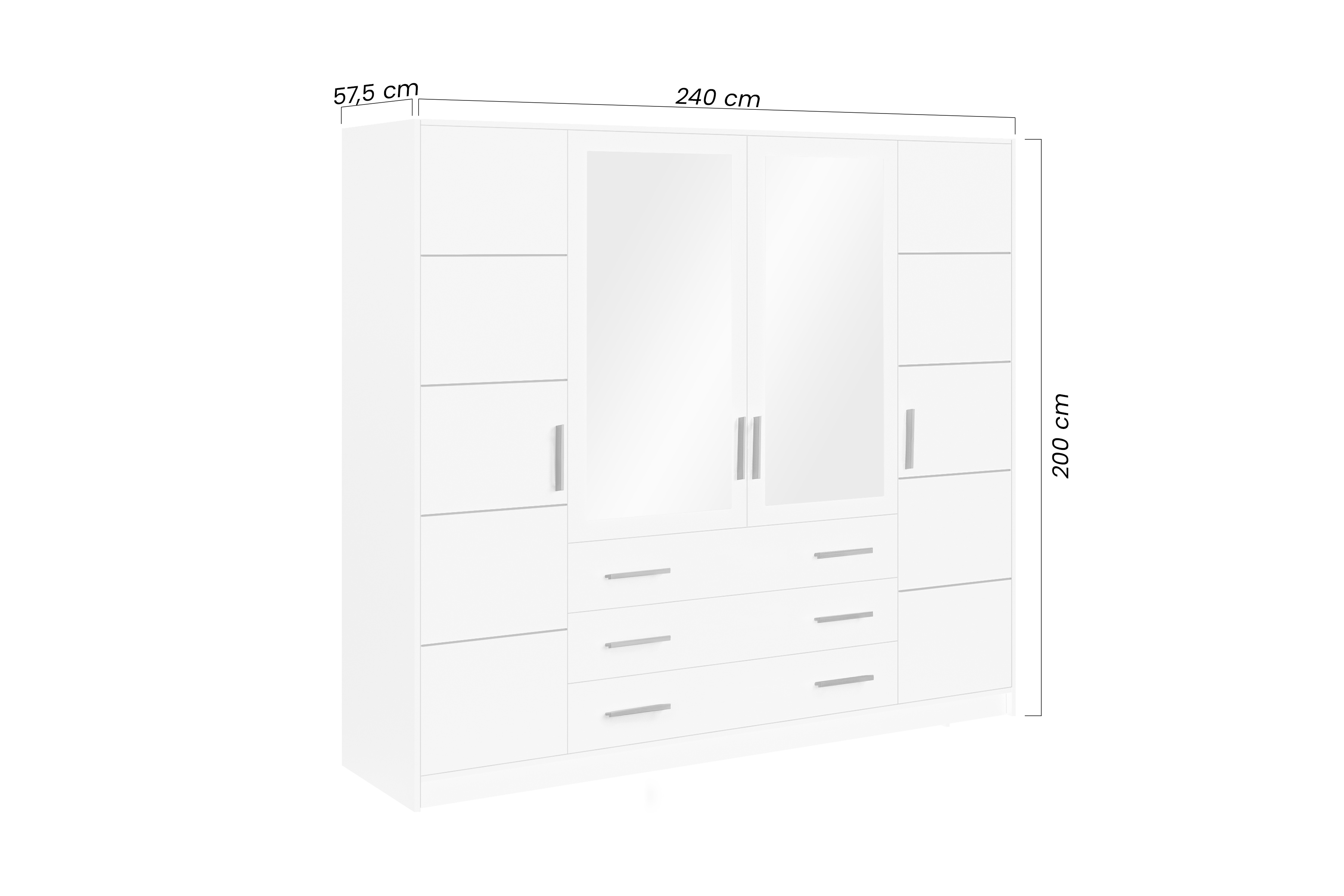 Skříň Bali 240 cm s nástavcem - dub sonoma skříň čtyřdveřová Lutori 240 cm z zrcadlem i nadstawka - dub sonoma