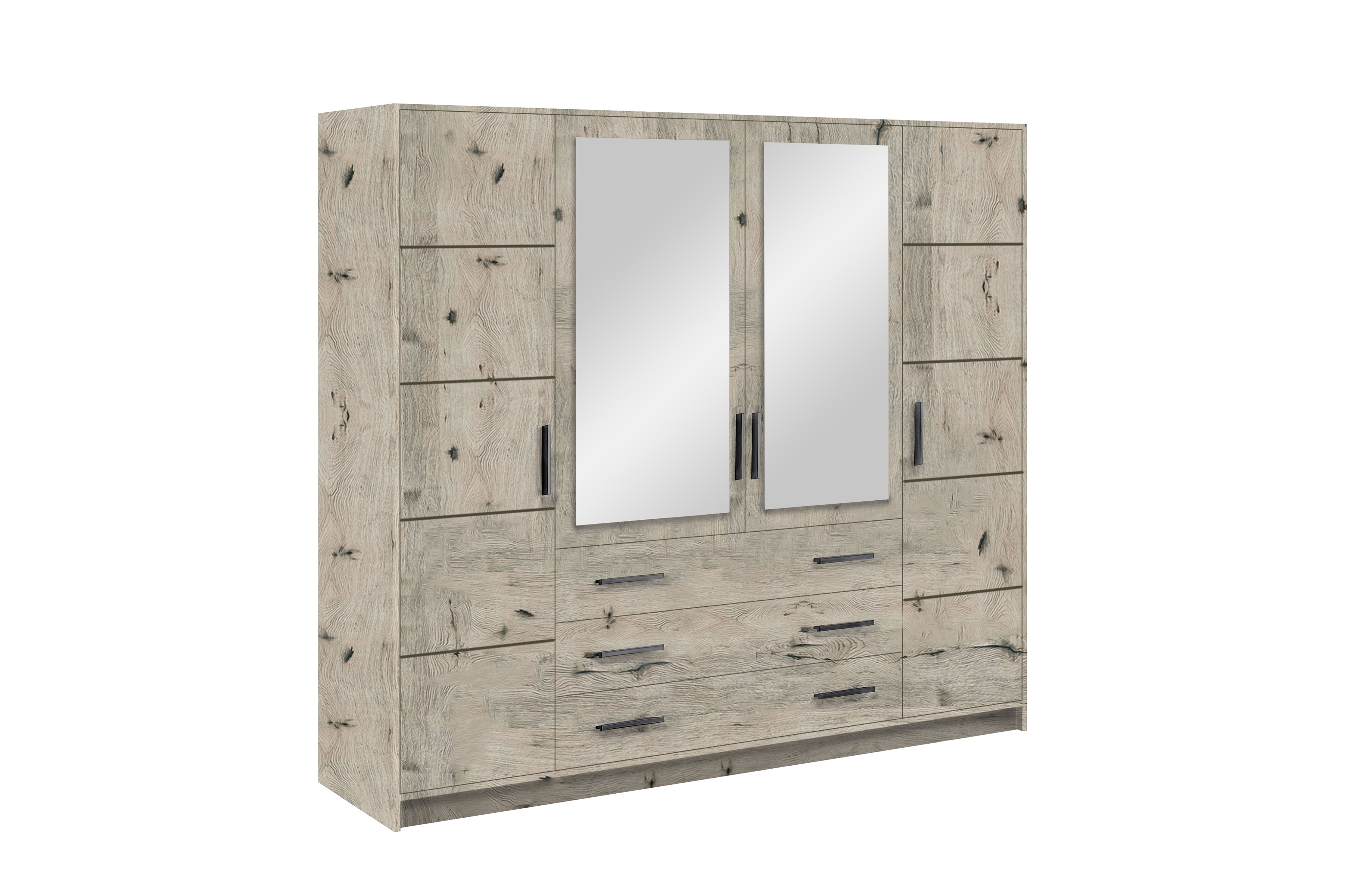 Šatníková skriňa Bali 240 cm so zrkadlom - dub wellington Skriňa štvordverová Lutori D4 240 cm z zrkadlom - Dub wellington