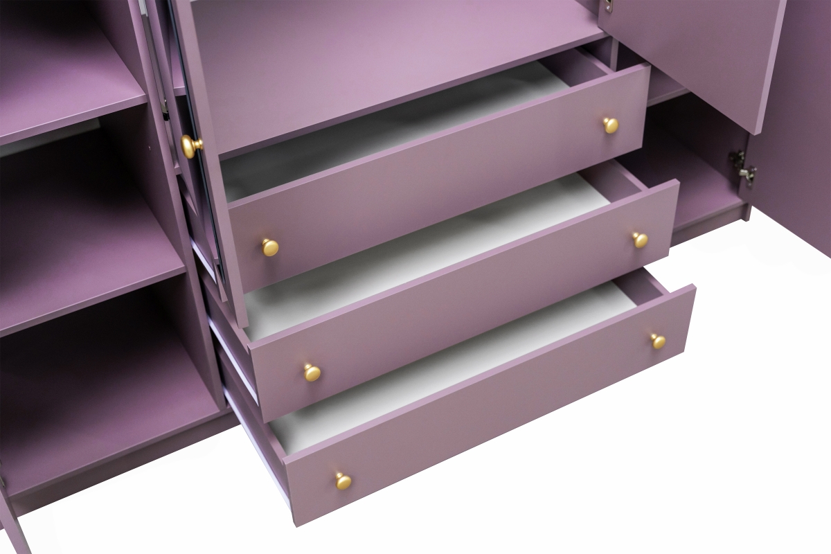 Skriňa Siena II D4 s 3 zásuvkami i zrkadlom 196 cm - slivka Skriňa štvordverová Siena II D4 s 3 zásuvkami i zrkadlom 196 cm - sliwka