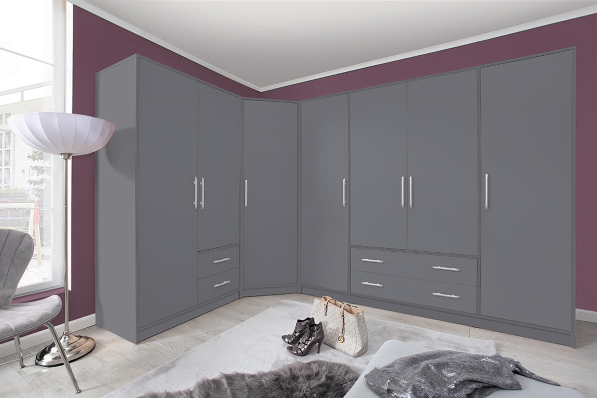 Čtyřdveřová skříň Smart SR1 se zásuvkami - antracitová Komplet nábytku do předsíně