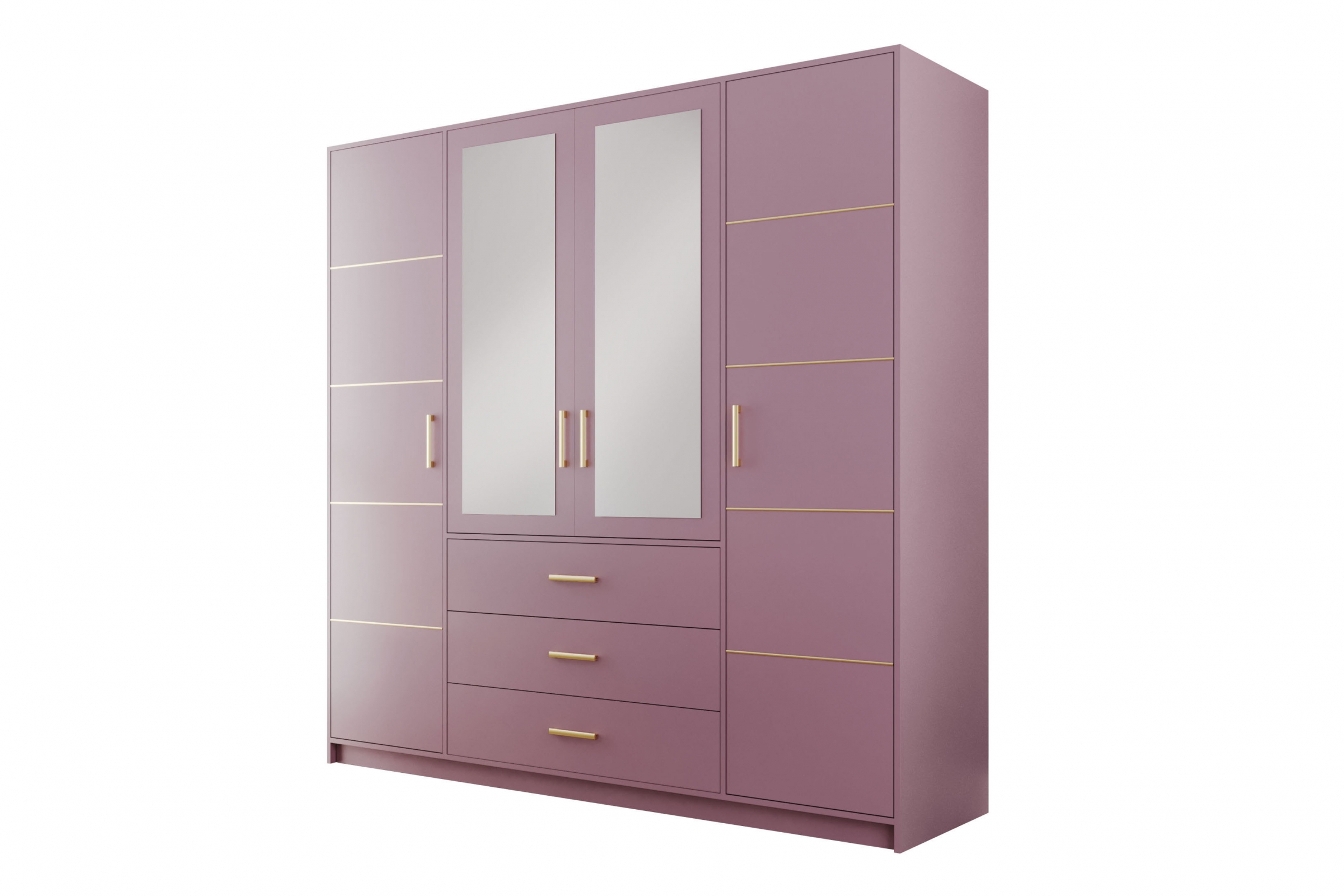 Šatníková skriňa Bali 196 cm - slivka Skriňa štvordverová z zrkadlom Bali II D4 196 cm - sliwka