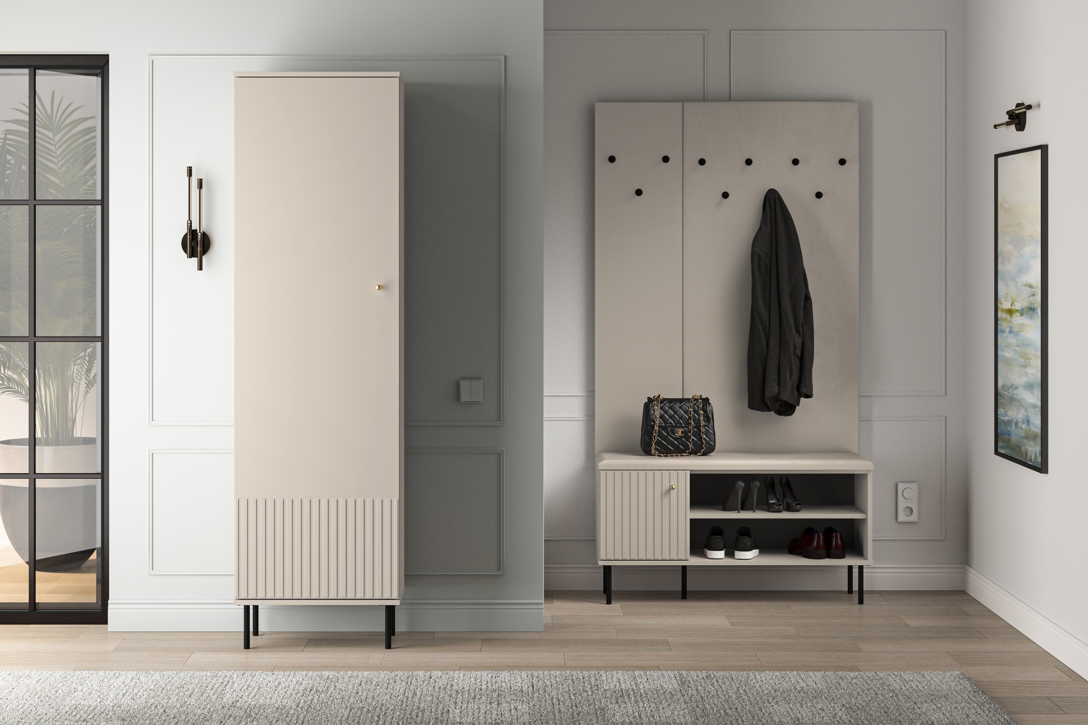 Předsíňová skříň Jamuzi 55 cm - kašmír skříň do předsíně Jamuzi 12 - 55 cm - kašmír