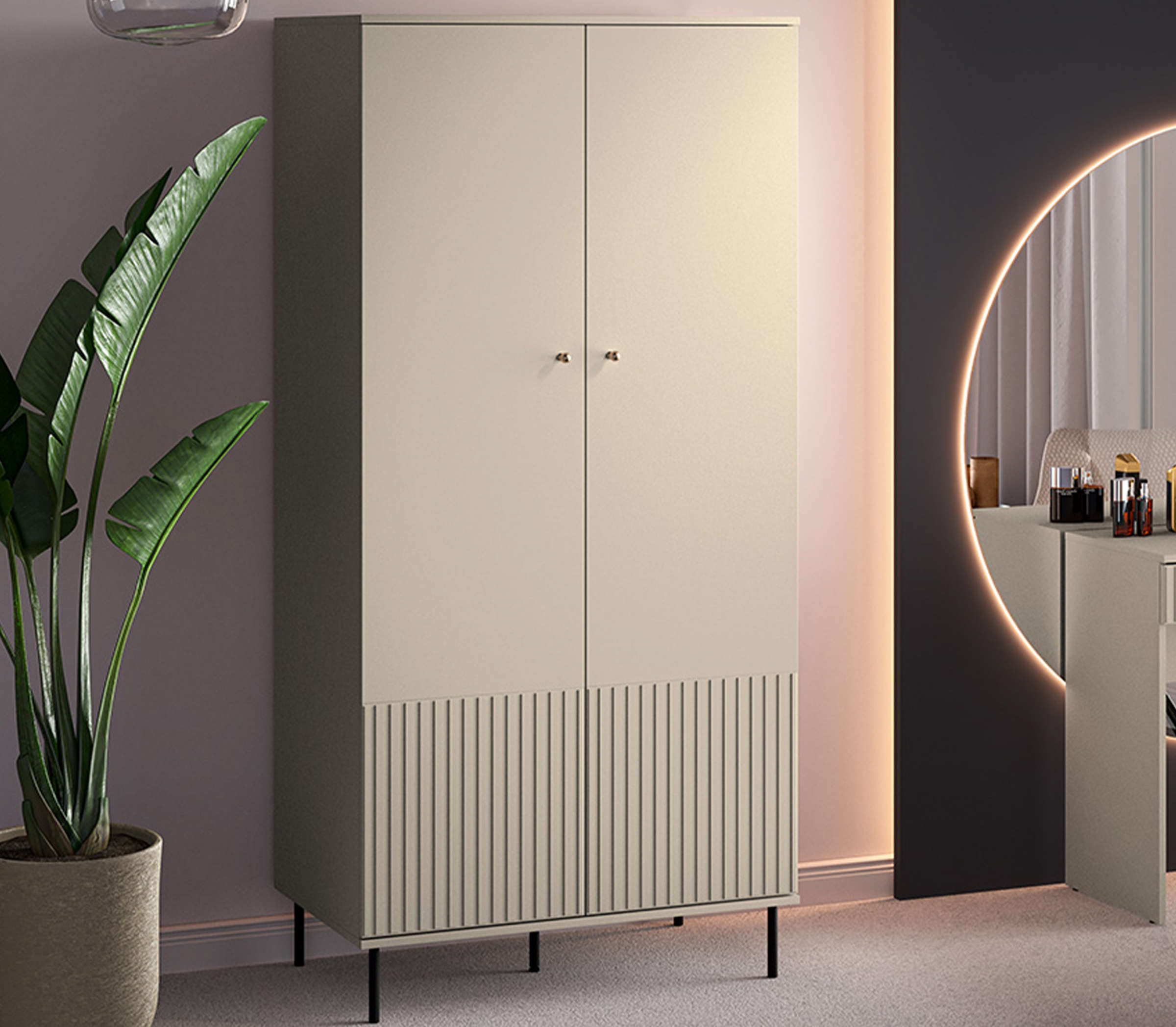 Skriňa dvojdverová Jamuzi 92 cm - kašmír / čierne nožičky Skriňa dvojdverová Jamuzi 92 cm - kašmír / čierny nozki