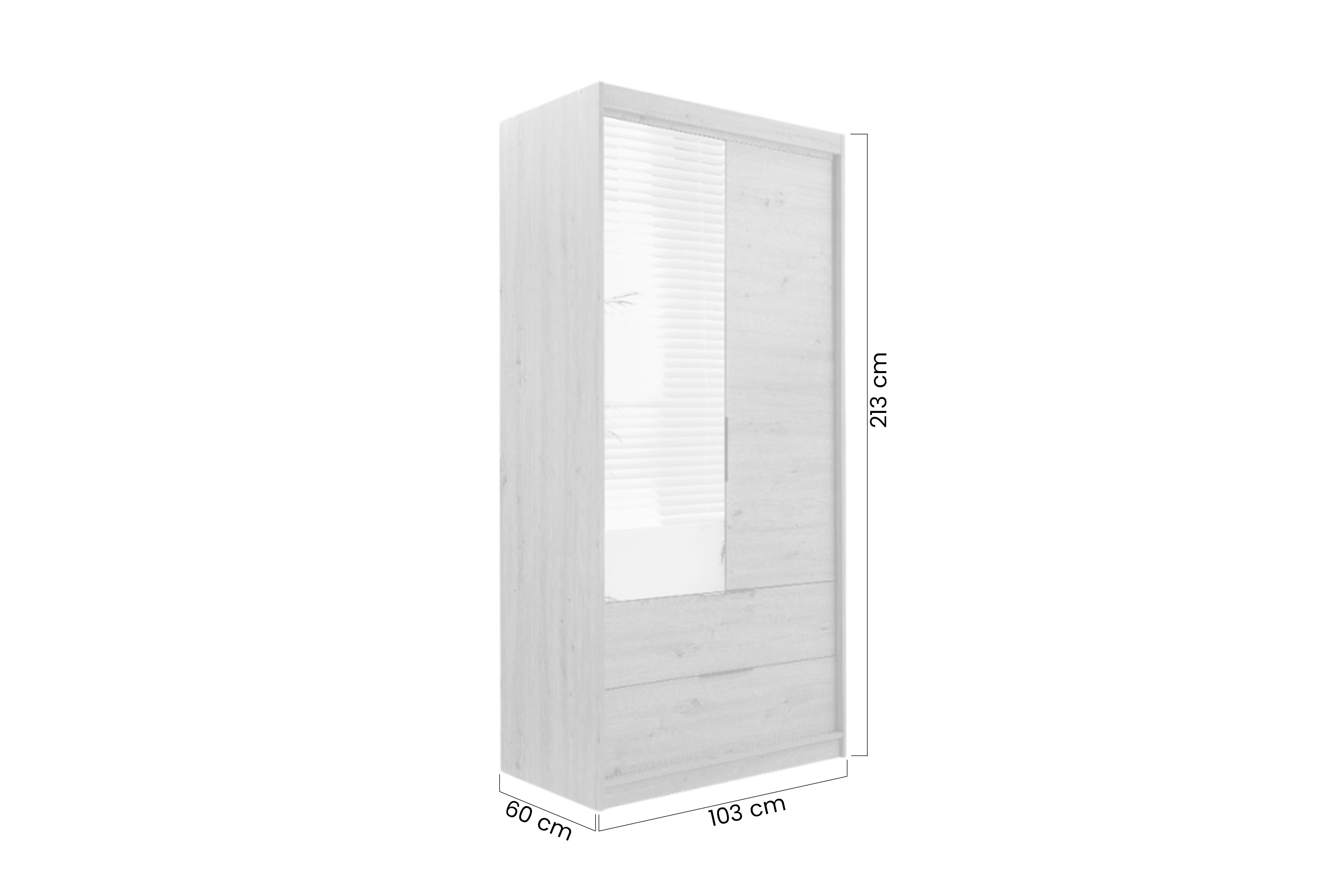 Šatní skříň Majorka 103 cm se zrcadlem a zásuvkami - dub artisan skříň dvoudveřová Nateo 103 se zásuvkami i zrcadlem - dub artisan 