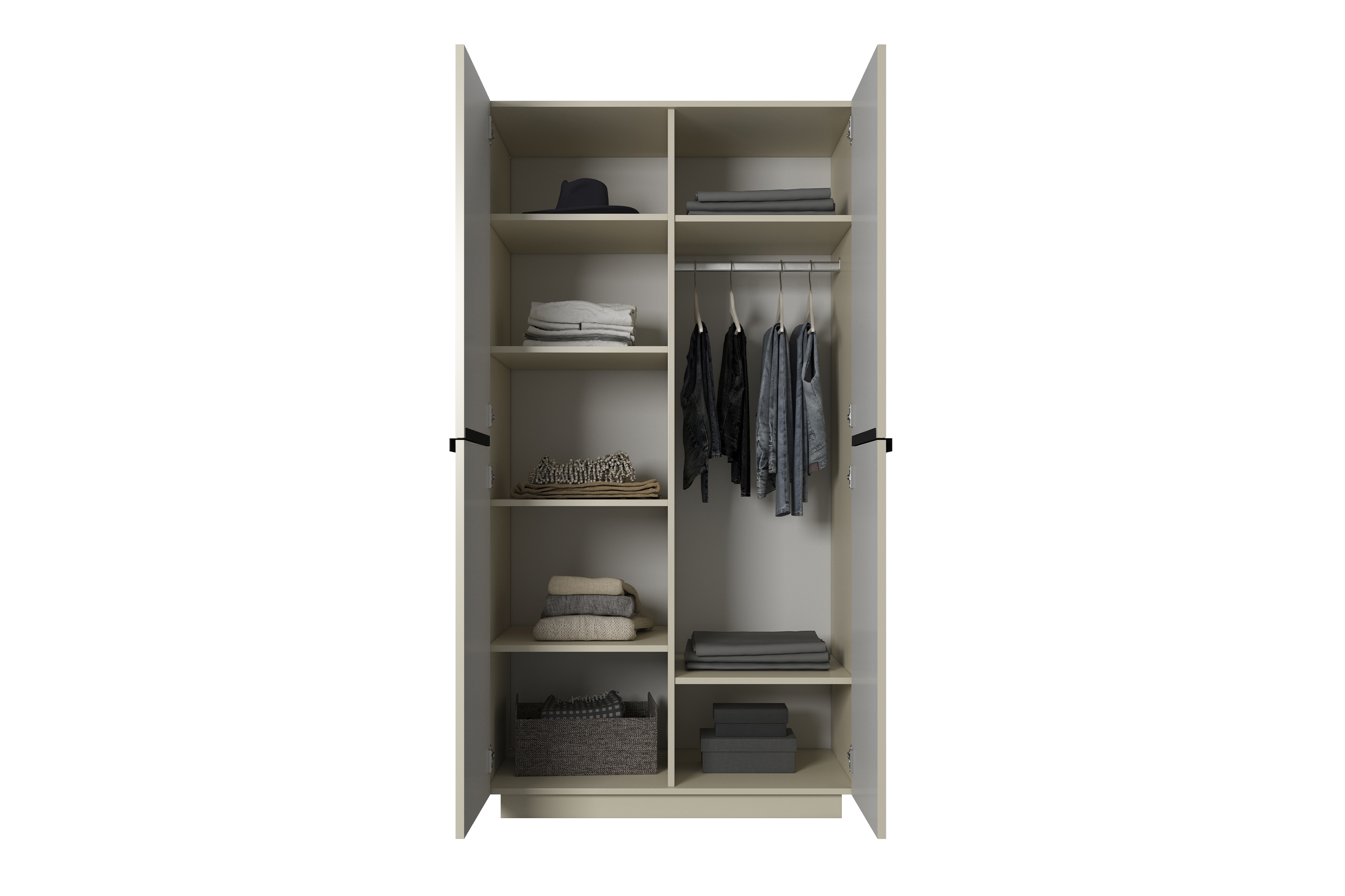 Skříň Nicole 100 cm - kašmírová / černé úchytky skříň dvoudveřová Nicole s frézovanou přední částí i metalowymi uchwytami 100 cm - kašmír / černá Úchytky