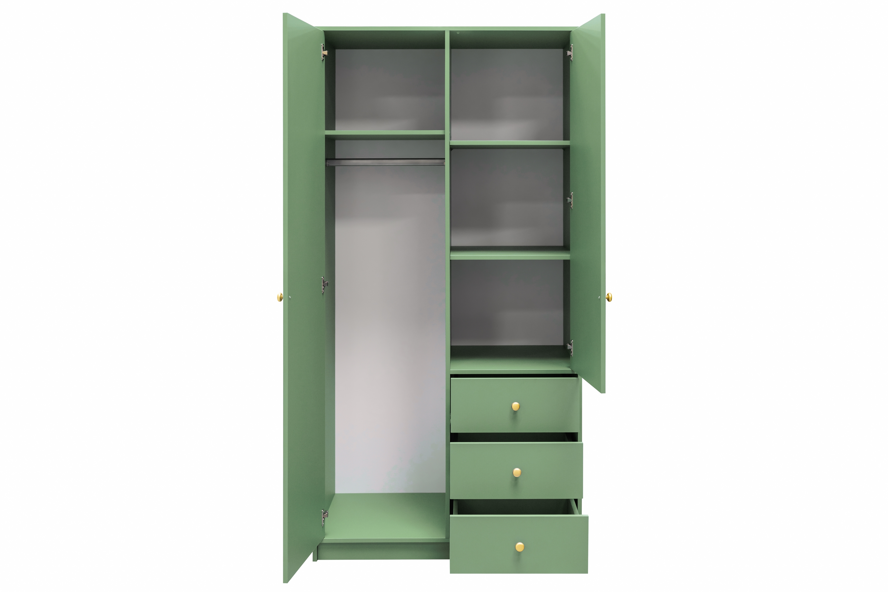 Skříň Siena D2 II 100 cm - lahvově zelená skříň dvoudveřová Siena D2 II z 3 zásuvkami i zrcadlem 100 cm - láhvová Zeleň