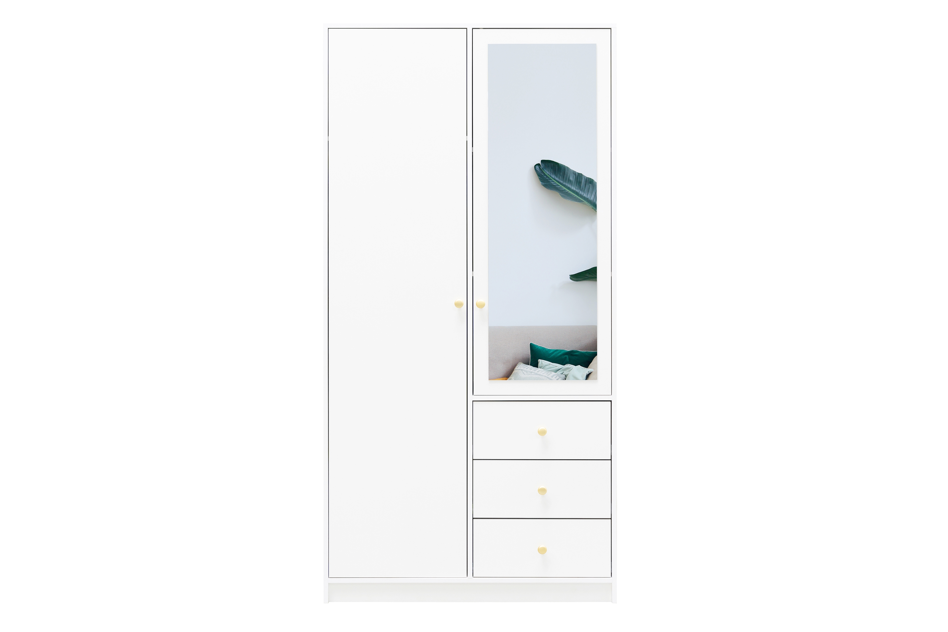 Skriňa dvojdverová Siena D2 s 3 zásuvkami i zrkadlom 100 cm - Biela Skriňa dvojdverová Siena D2 s 3 zásuvkami i zrkadlom 100 cm - Biela