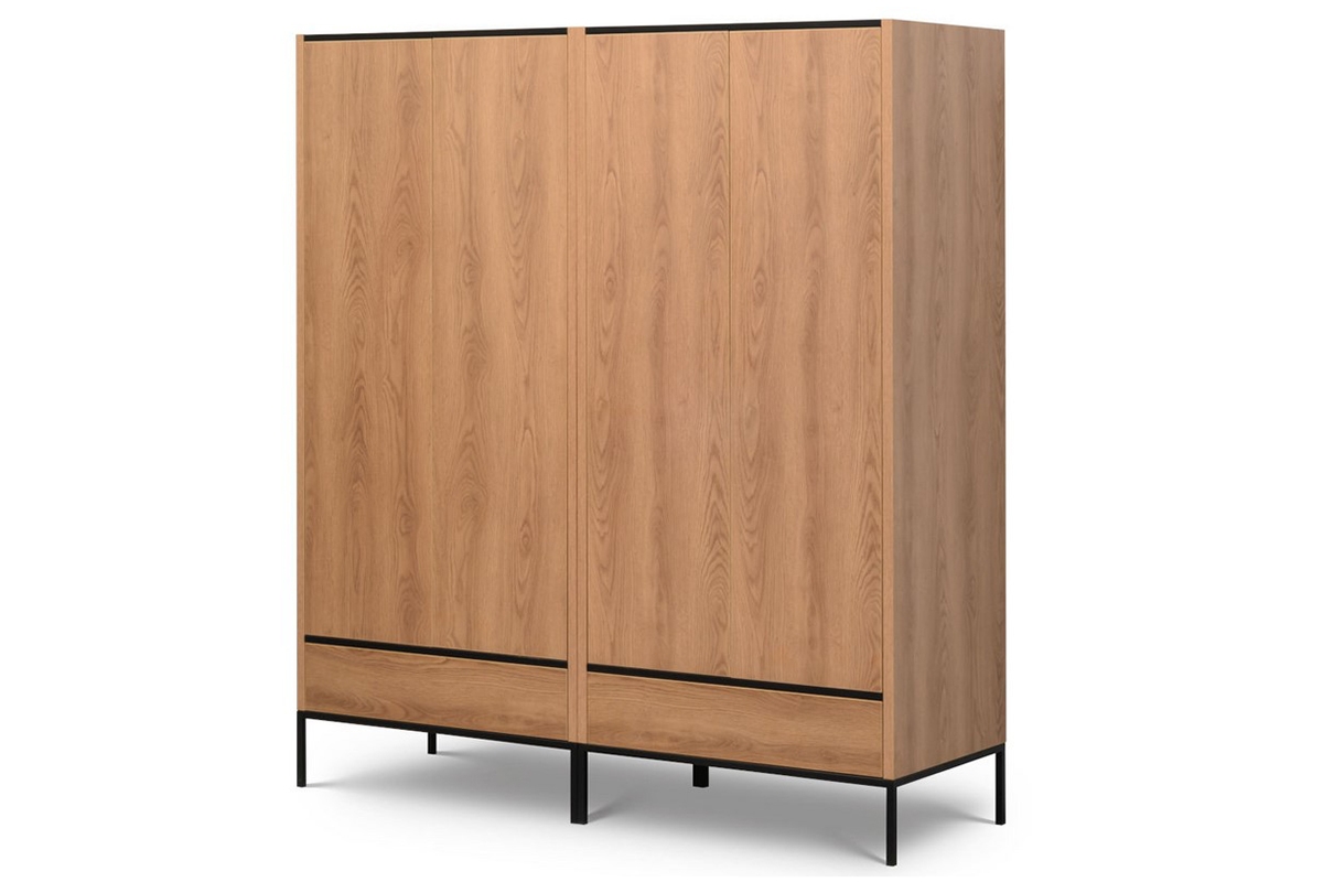 Skriňa dvojdverová s policami, vešiakovou tyčou a zásuvkou Loft Karmel Komplet szaf do  spálne 