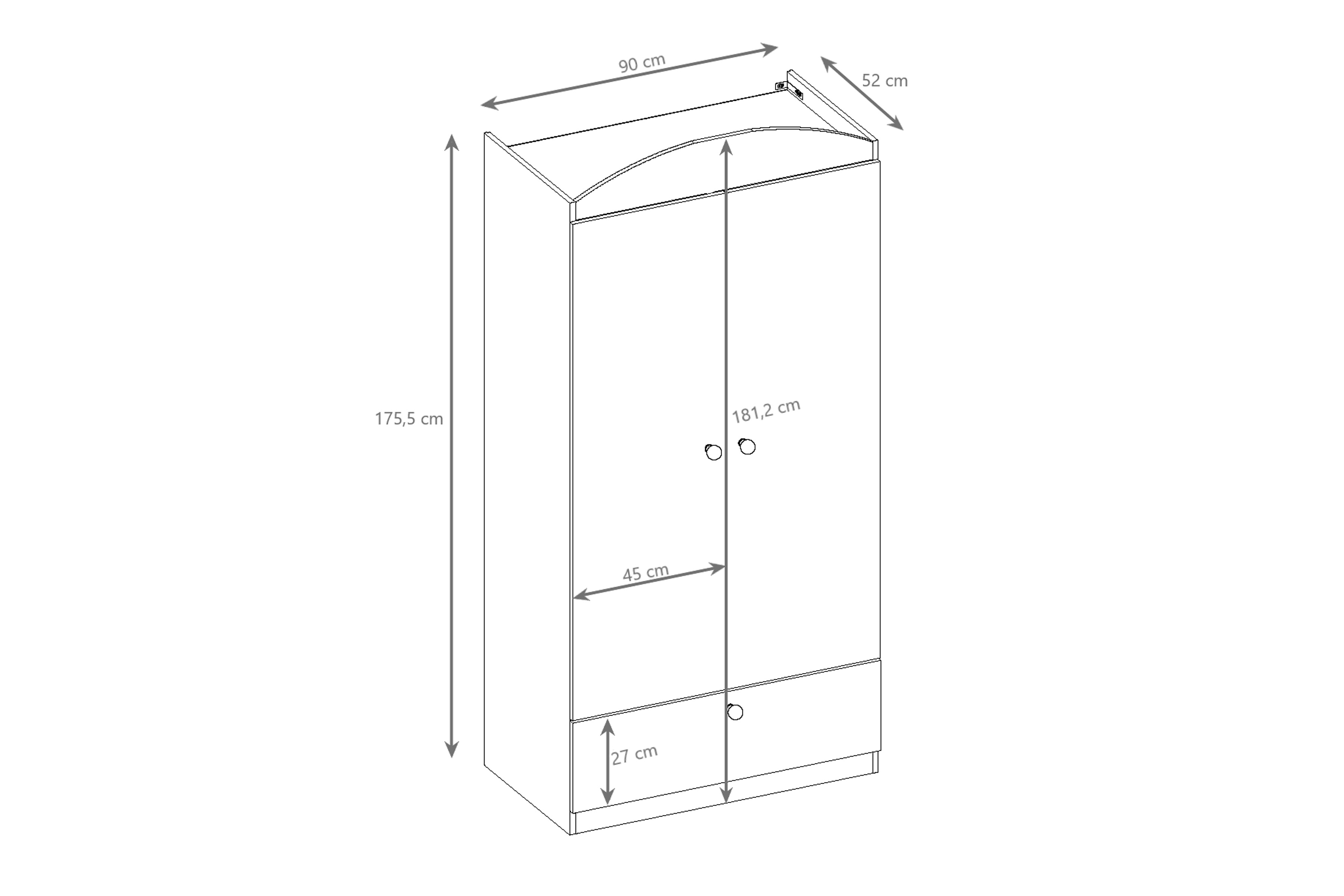 Dětská skříň Bonzo 90 cm se zásuvkou - bílá skříň dziecieca Bonzo 90 cm z szuflada - bílá