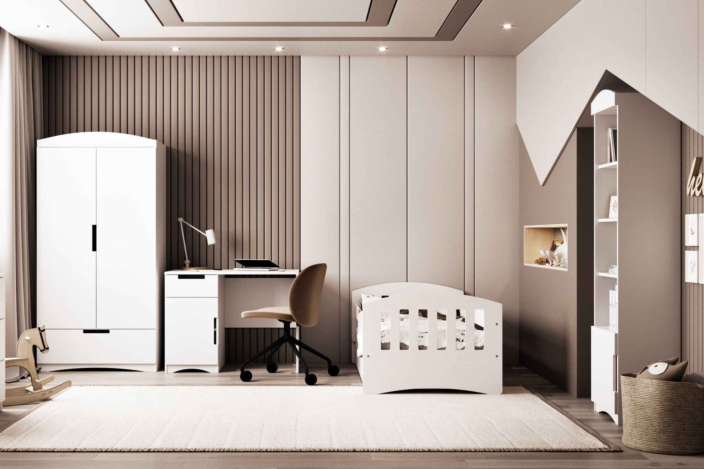 Detská šatníková skriňa Guli 90 cm so zásuvkou - biela Skriňa dziecieca Guli 90 cm z szuflada - Biely