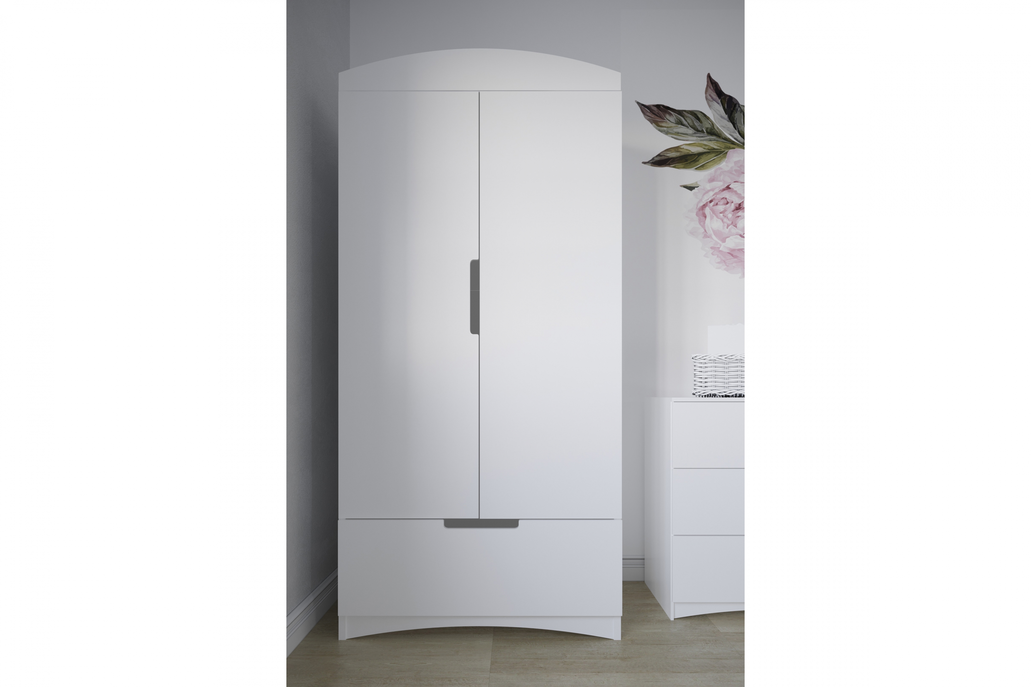 Detská šatníková skriňa Guli 90 cm so zásuvkou - biela Skriňa dziecieca Guli 90 cm z szuflada - Biely