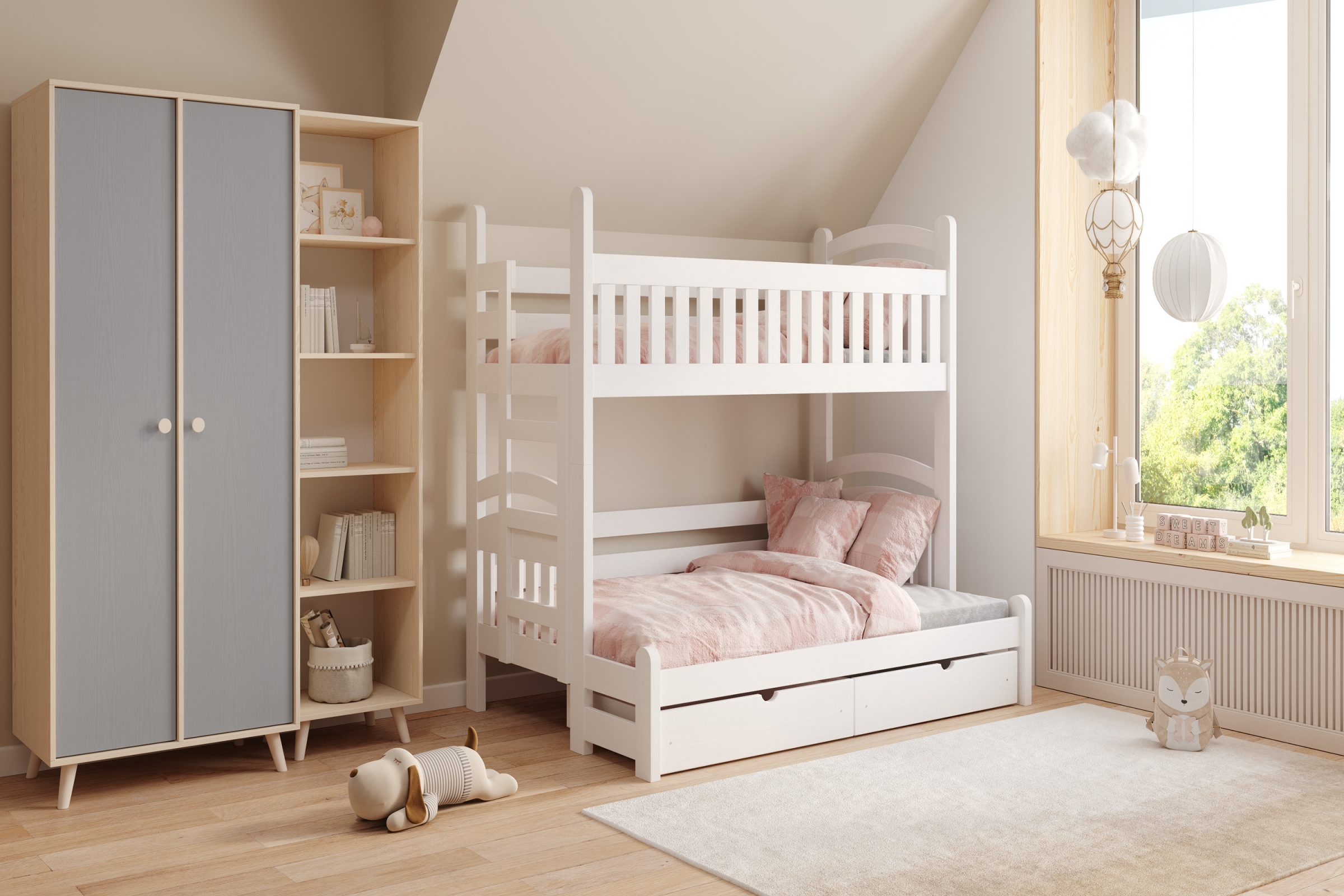 Dětská šatní skříň Marla 80 cm - pouštní písek / šedá pallad skříň dziecieca Marla 80 cm - piasek pustyni / šedá pallad