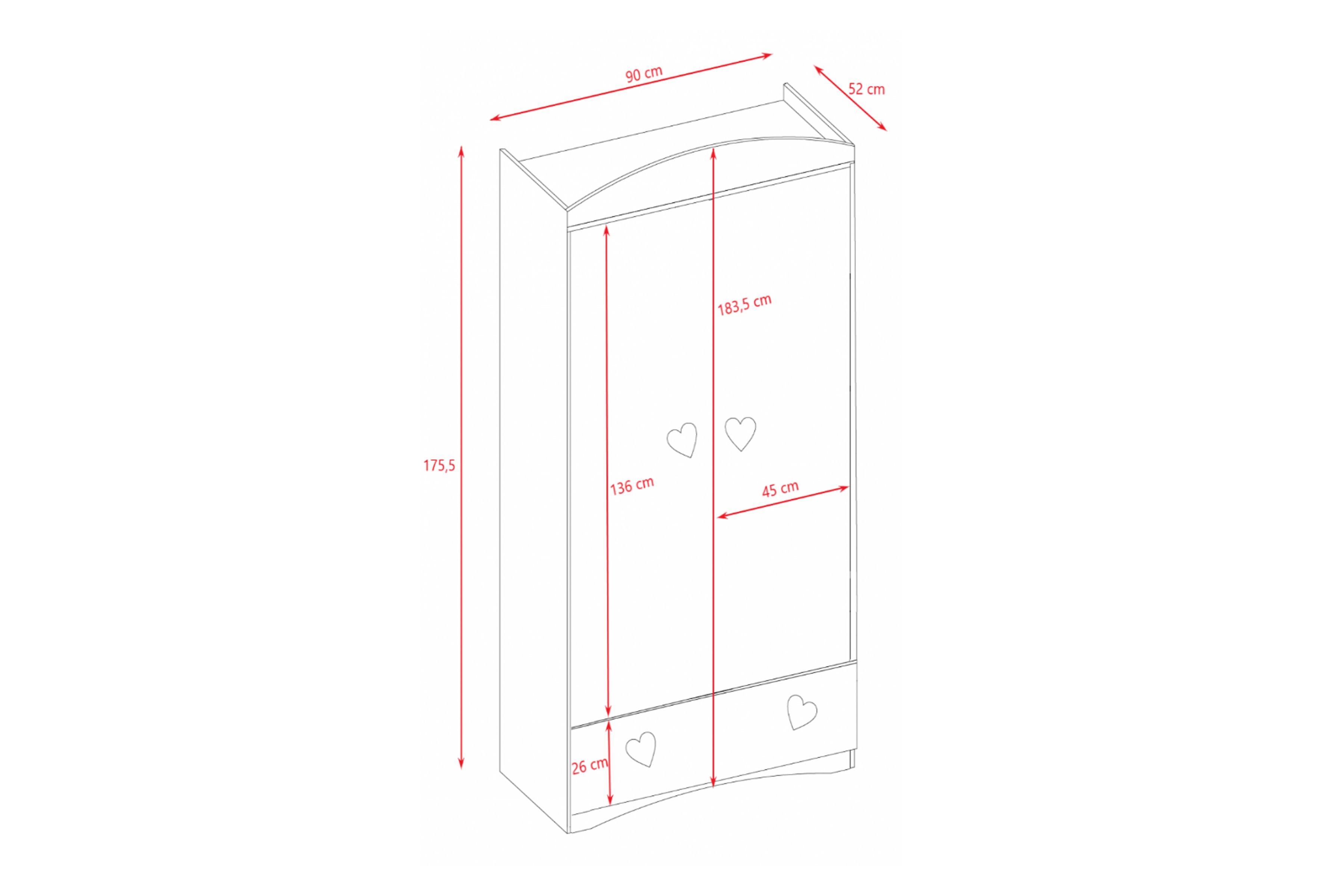 Detská šatníková skriňa Pateri 90 cm - biela Skriňa dziecieca Pateri 90 cm - Biely