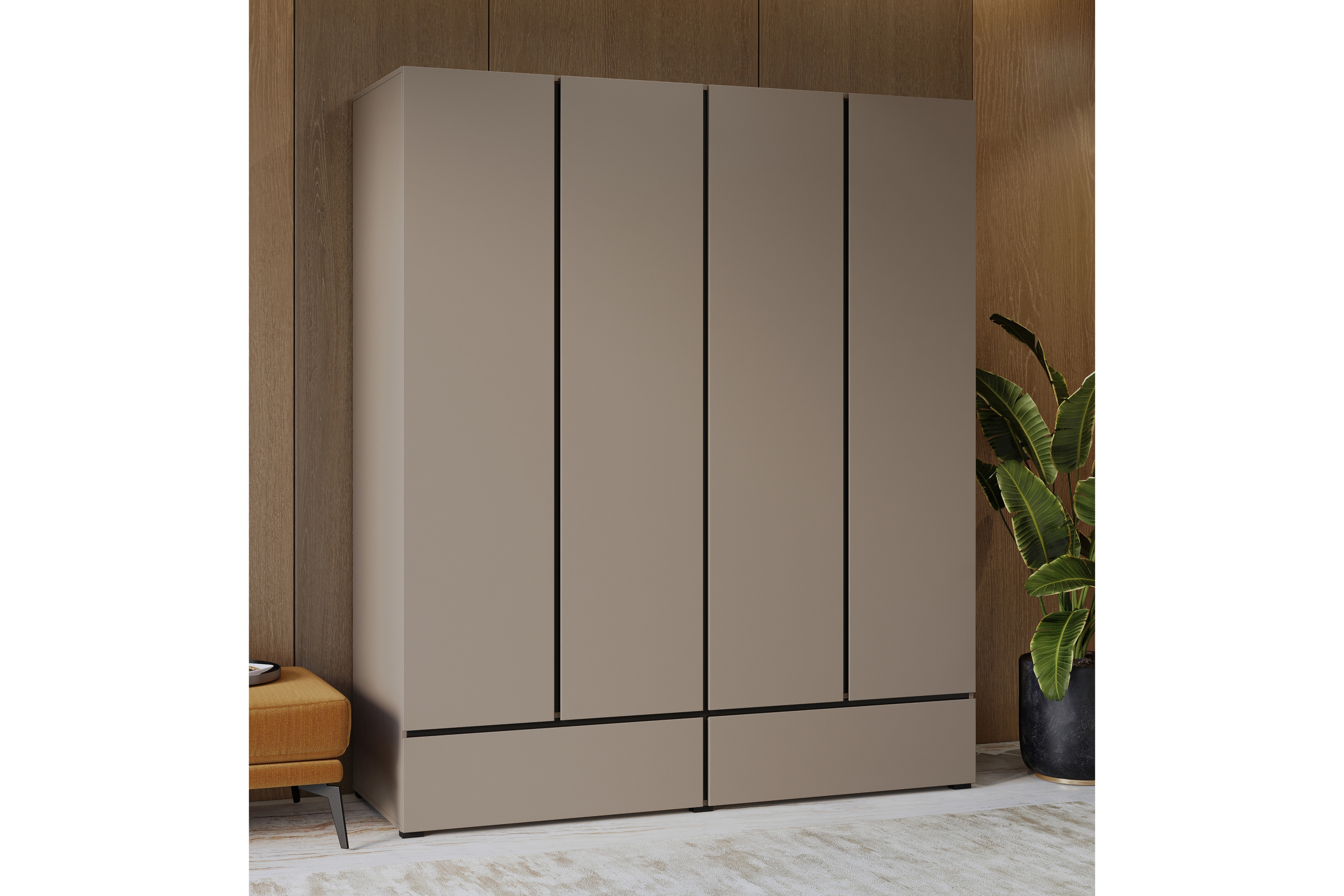 Šatníková skriňa Cross 180 cm so zásuvkami - kašmírová / čierna Skriňa Gramon 180 cm so zásuvkami - kašmír / Čierny