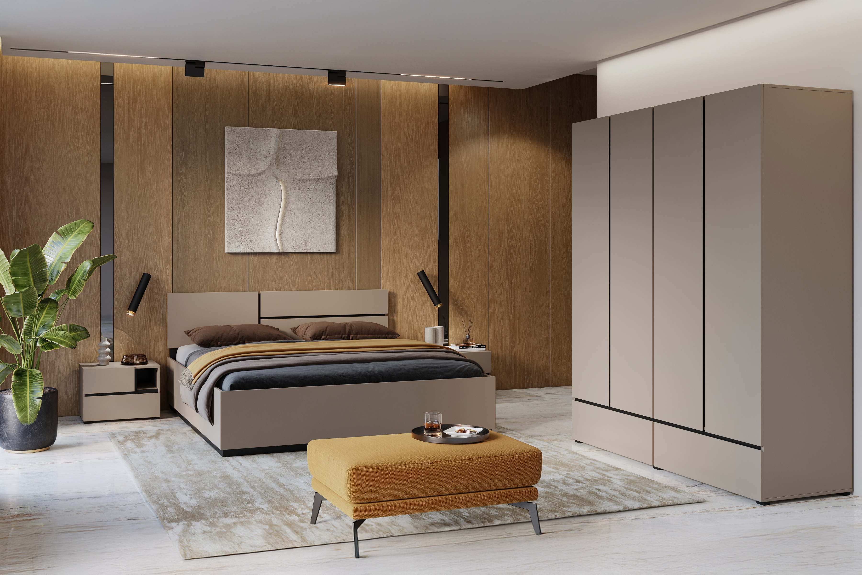 Šatníková skriňa Cross 180 cm so zásuvkami - kašmírová / čierna Skriňa Gramon 180 cm so zásuvkami - kašmír / Čierny