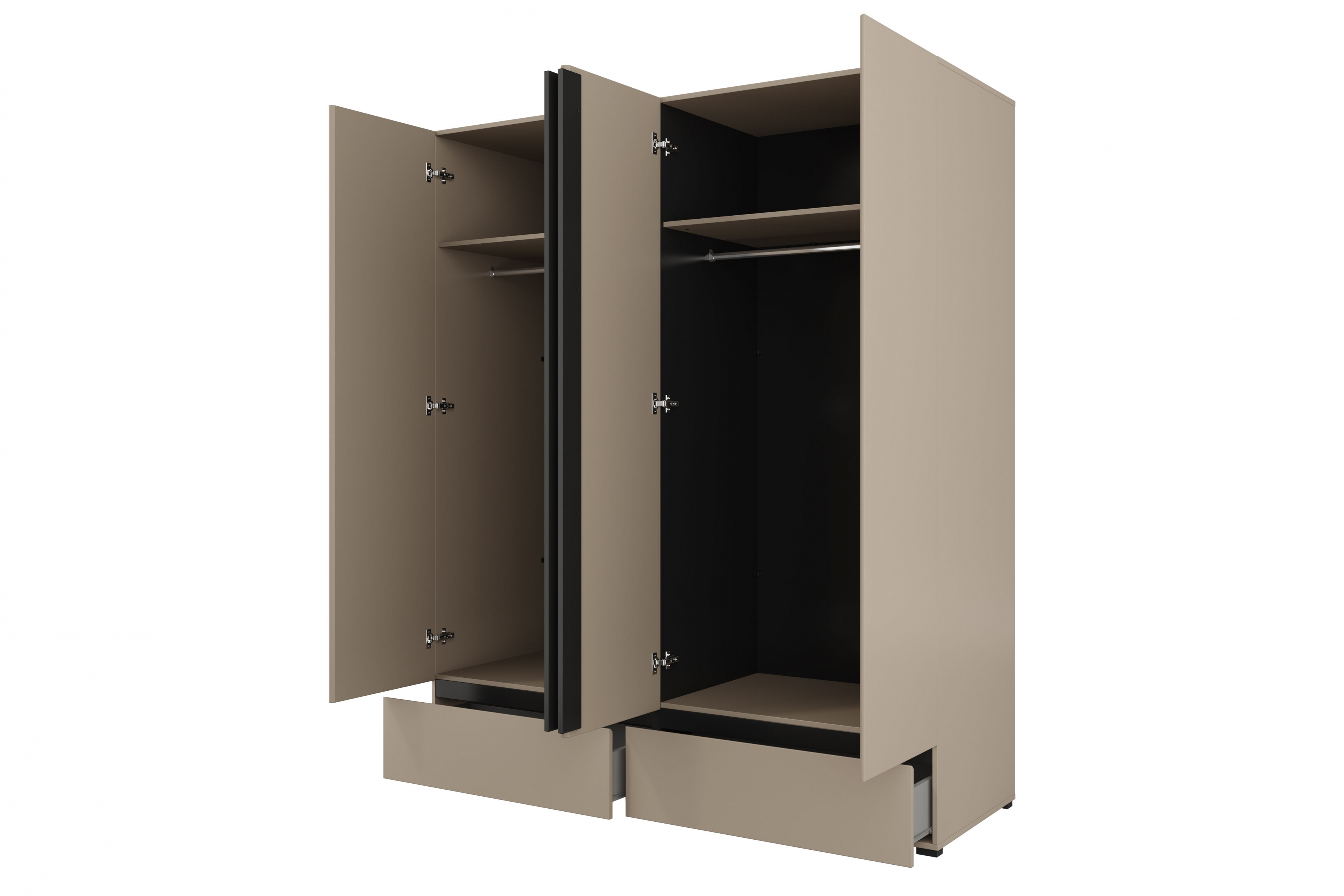 Šatníková skriňa Cross 180 cm so zásuvkami - kašmírová / čierna Skriňa Gramon 180 cm so zásuvkami - kašmír / Čierny