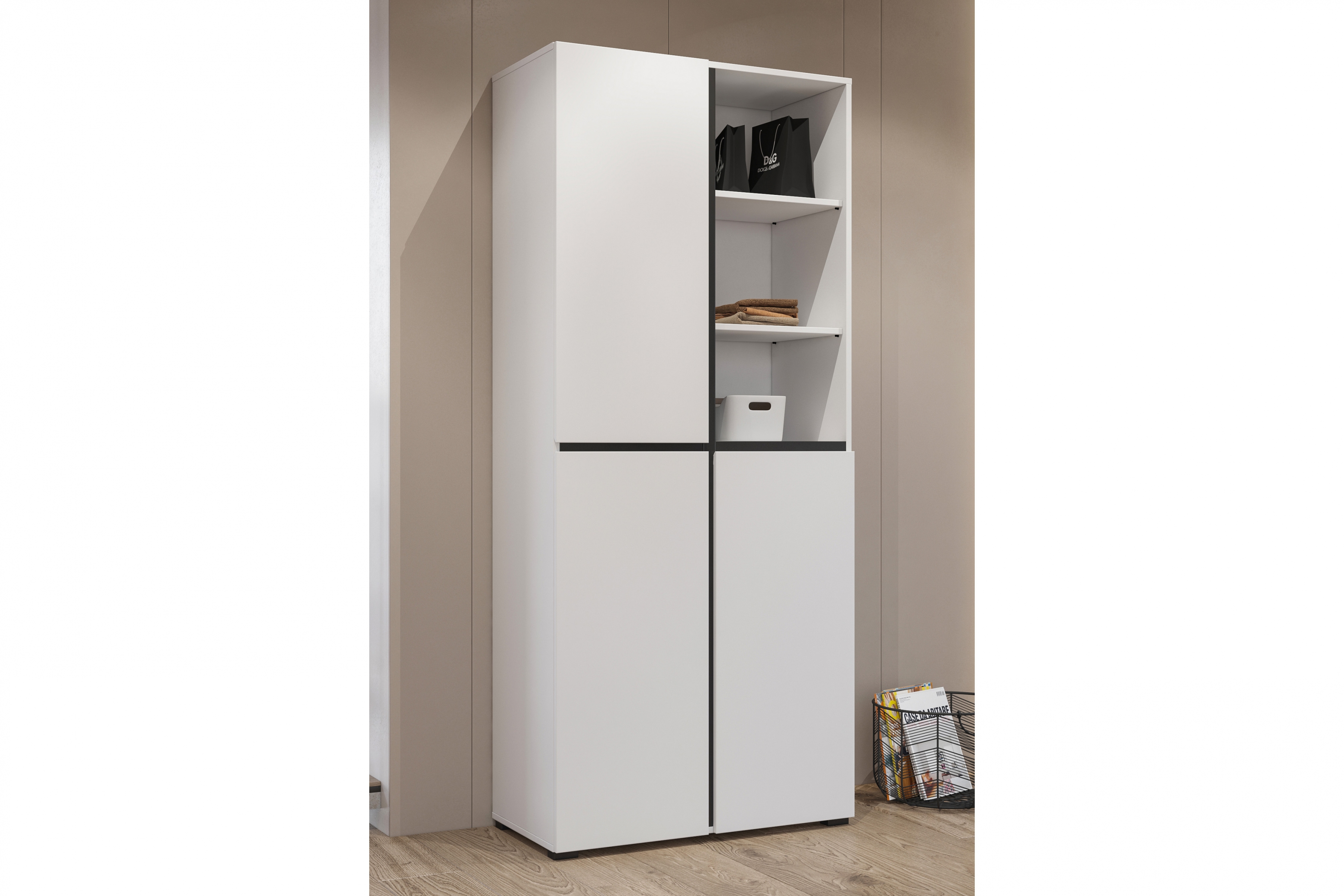 Skriňa Gramon 79 cm - biela / čierna Skriňa Gramon 79 cm - biela / čierny