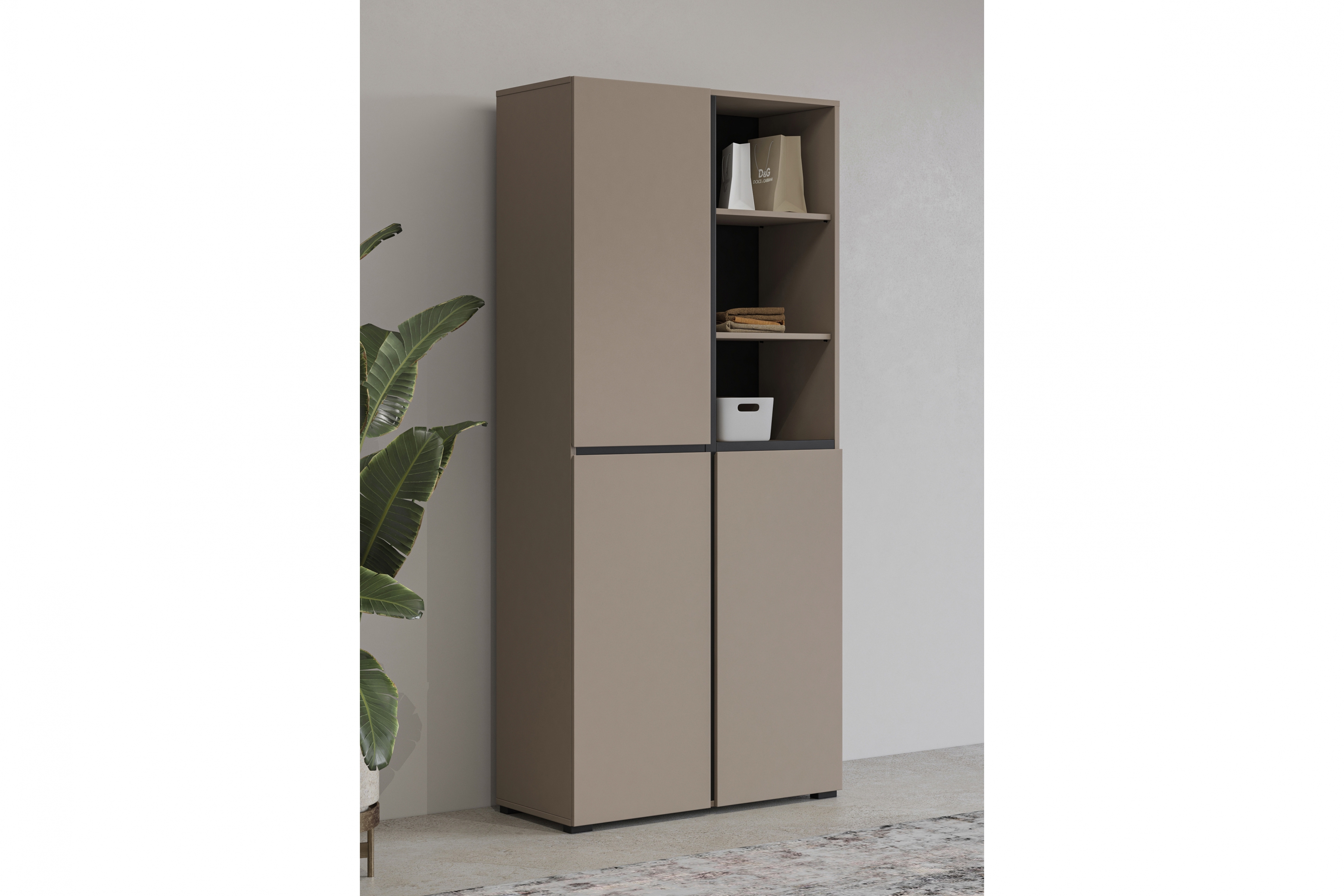 Skříň Cross 79 cm - kašmírová / černá skříň Gramon 79 cm - kašmír / černá