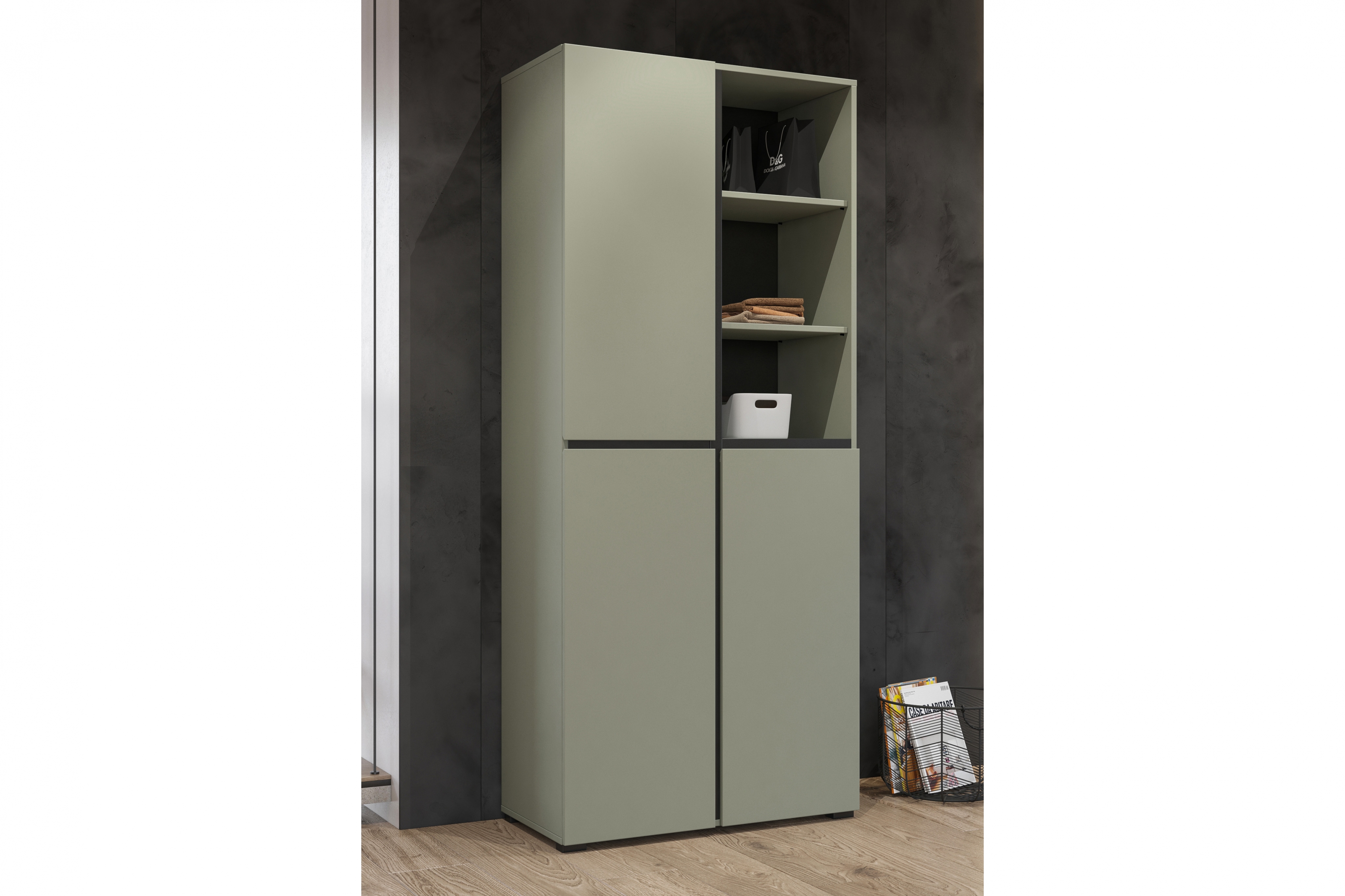 Skriňa Cross 79 cm - zelená / čierna Skriňa Gramon 79 cm - Zelený / Čierny