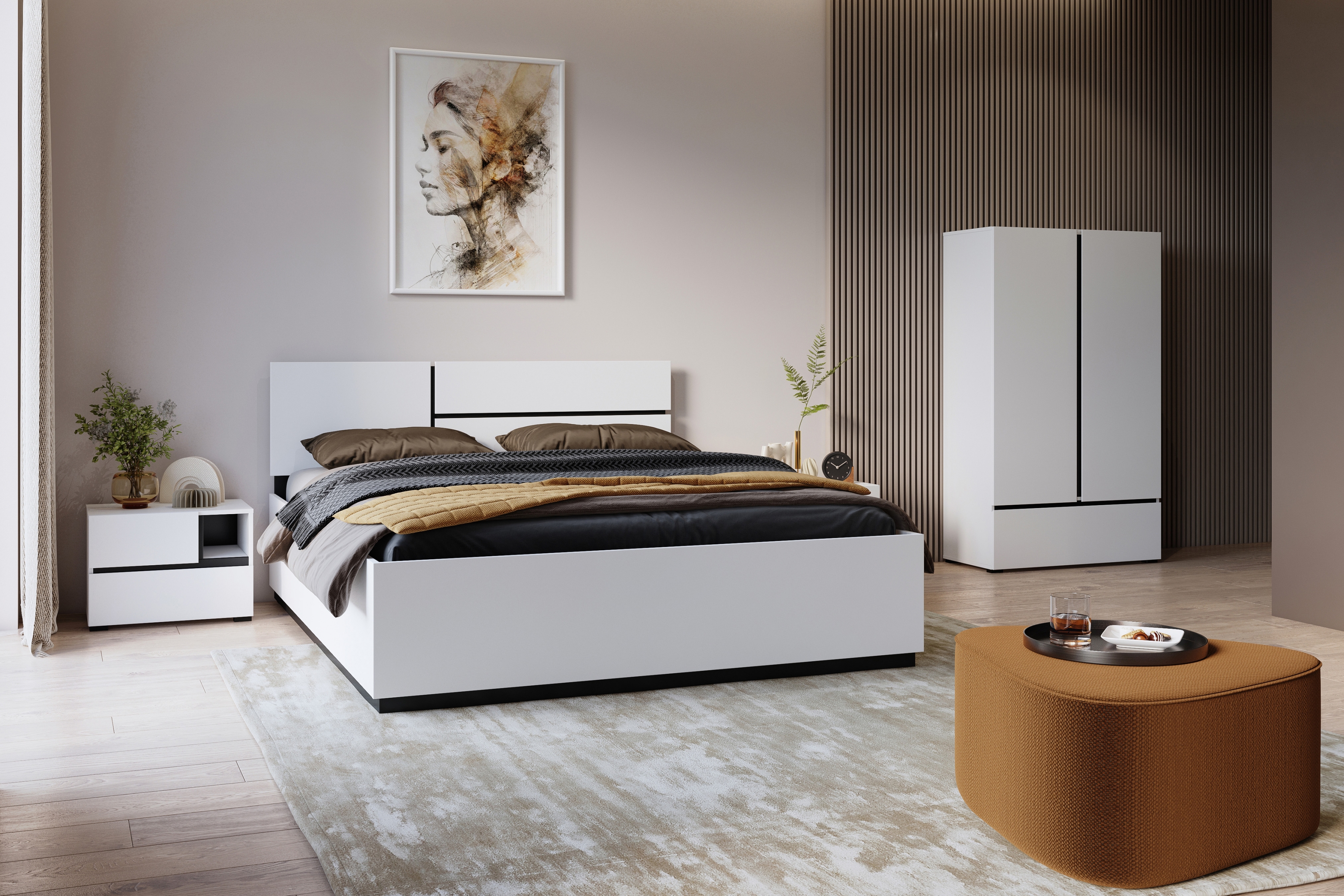 Šatníková skriňa Cross 89 cm so zásuvkou - biela / čierna Skriňa Gramon 89 cm z szuflada - biela / čierny