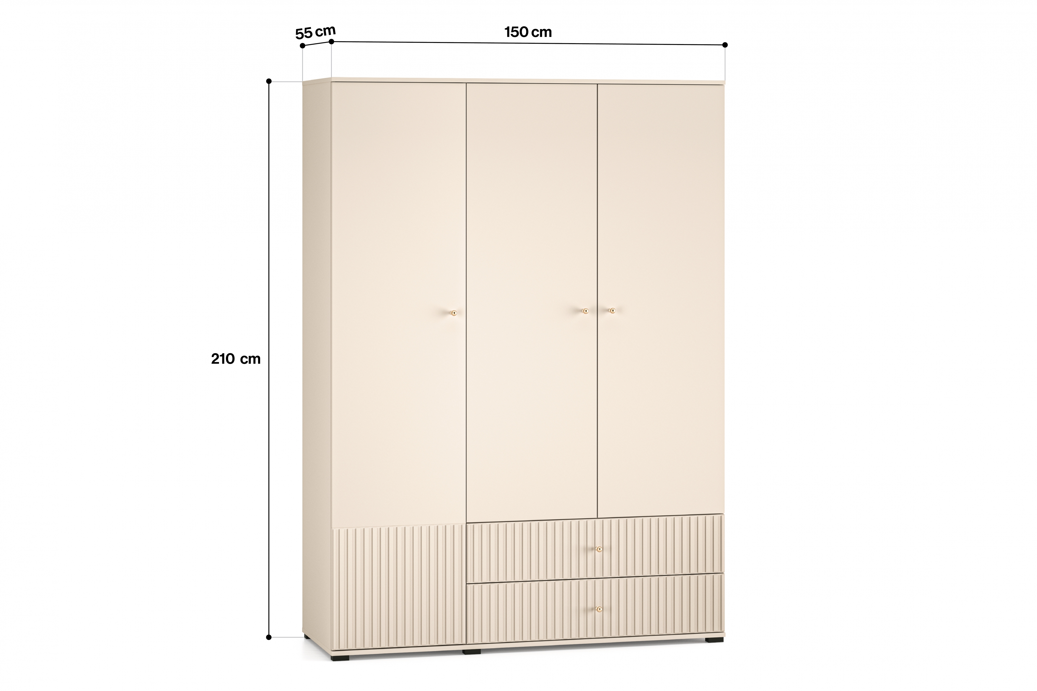 Skriňa Jamuzi so zásuvkami 150 cm - kašmírová Skriňa Jamuzi 22 so zásuvkami 150 cm - kašmír