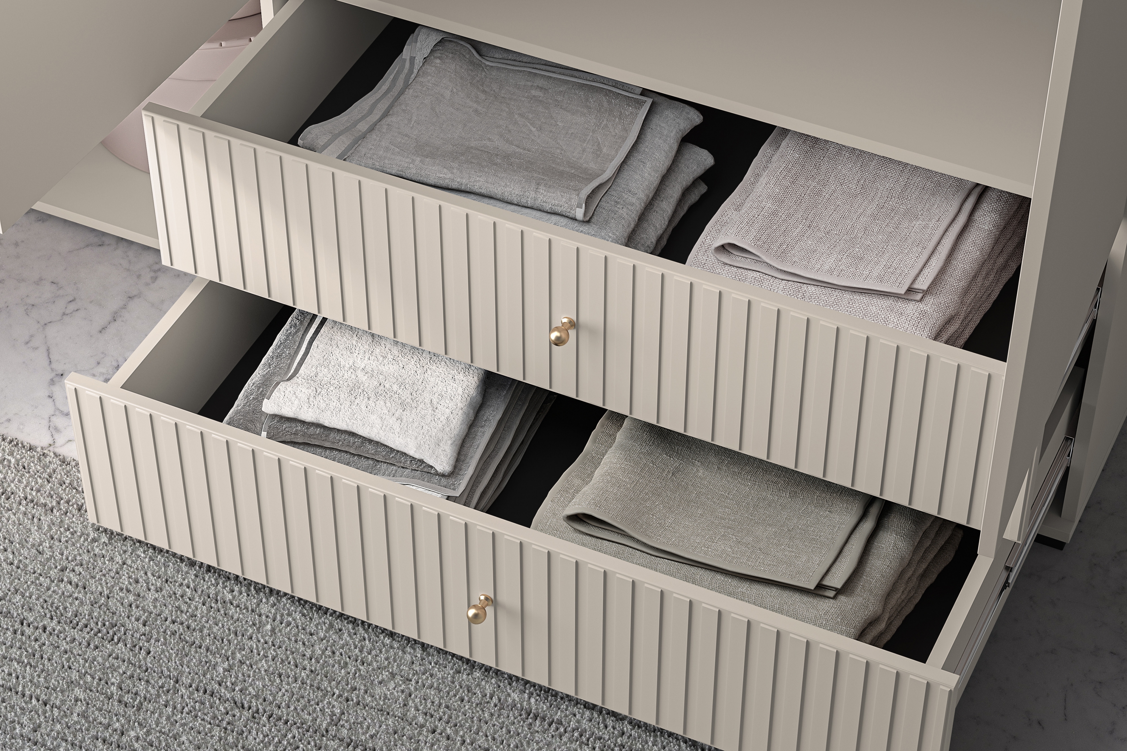 Skriňa Jamuzi so zásuvkami 150 cm - kašmírová Skriňa Jamuzi 22 so zásuvkami 150 cm - kašmír