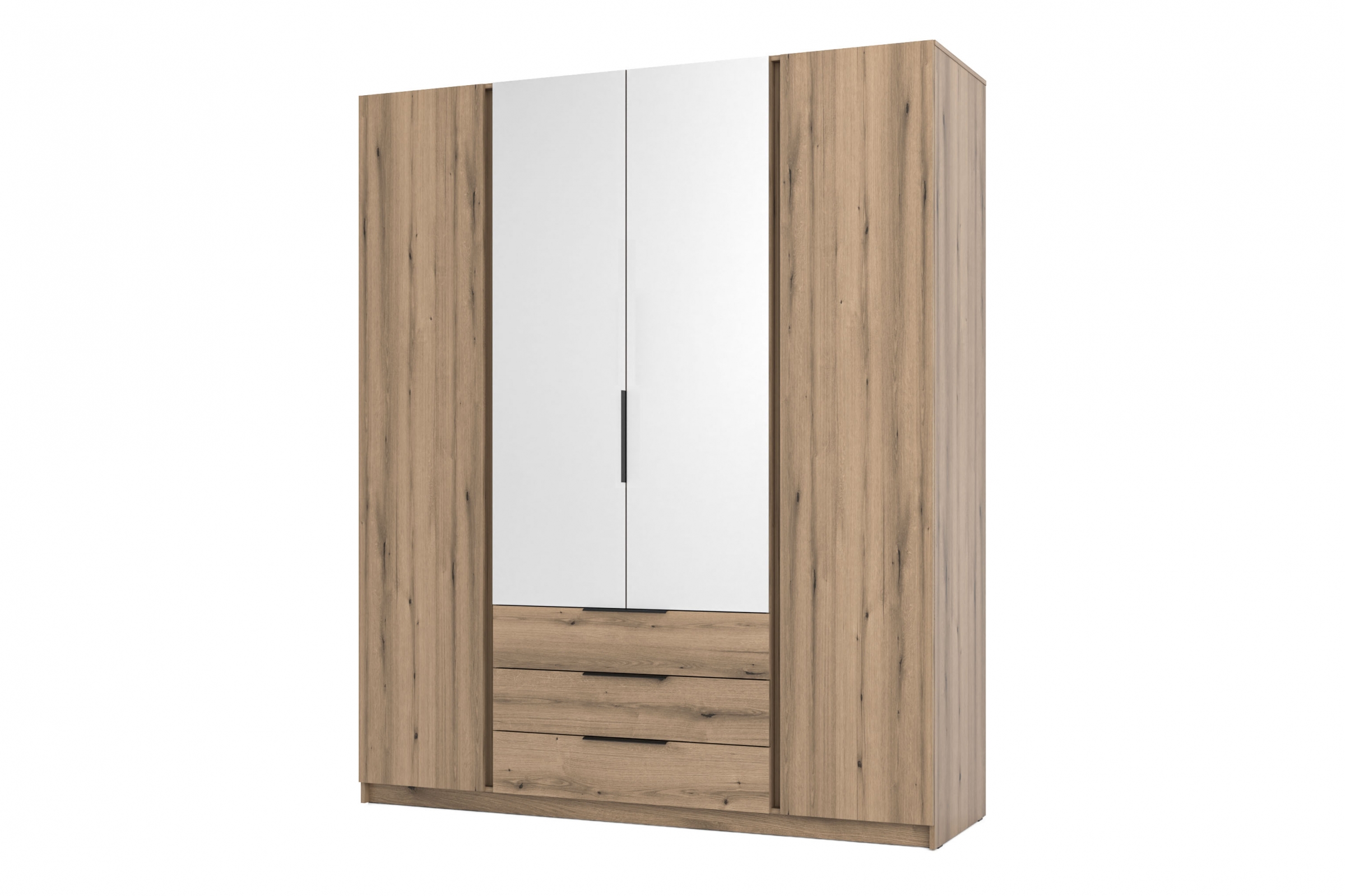 Skříň Sansi 2F2L3S se zásuvkami a zrcadlem 200 cm - dub evoke skříň Kaja 2F2L3S s zásuvkami i zrcadlem 200 cm - dub evoke / dub evoke