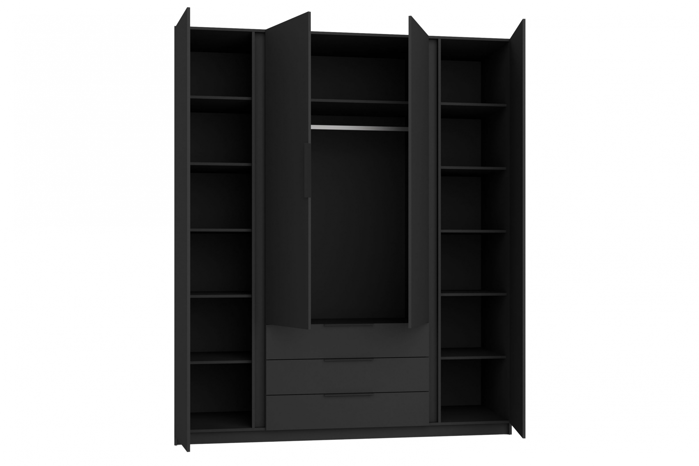 Skříň Sansi 4F3S se zásuvkami 200 cm - černá skříň Kaja 4F3S s zásuvkami 200 cm - černá