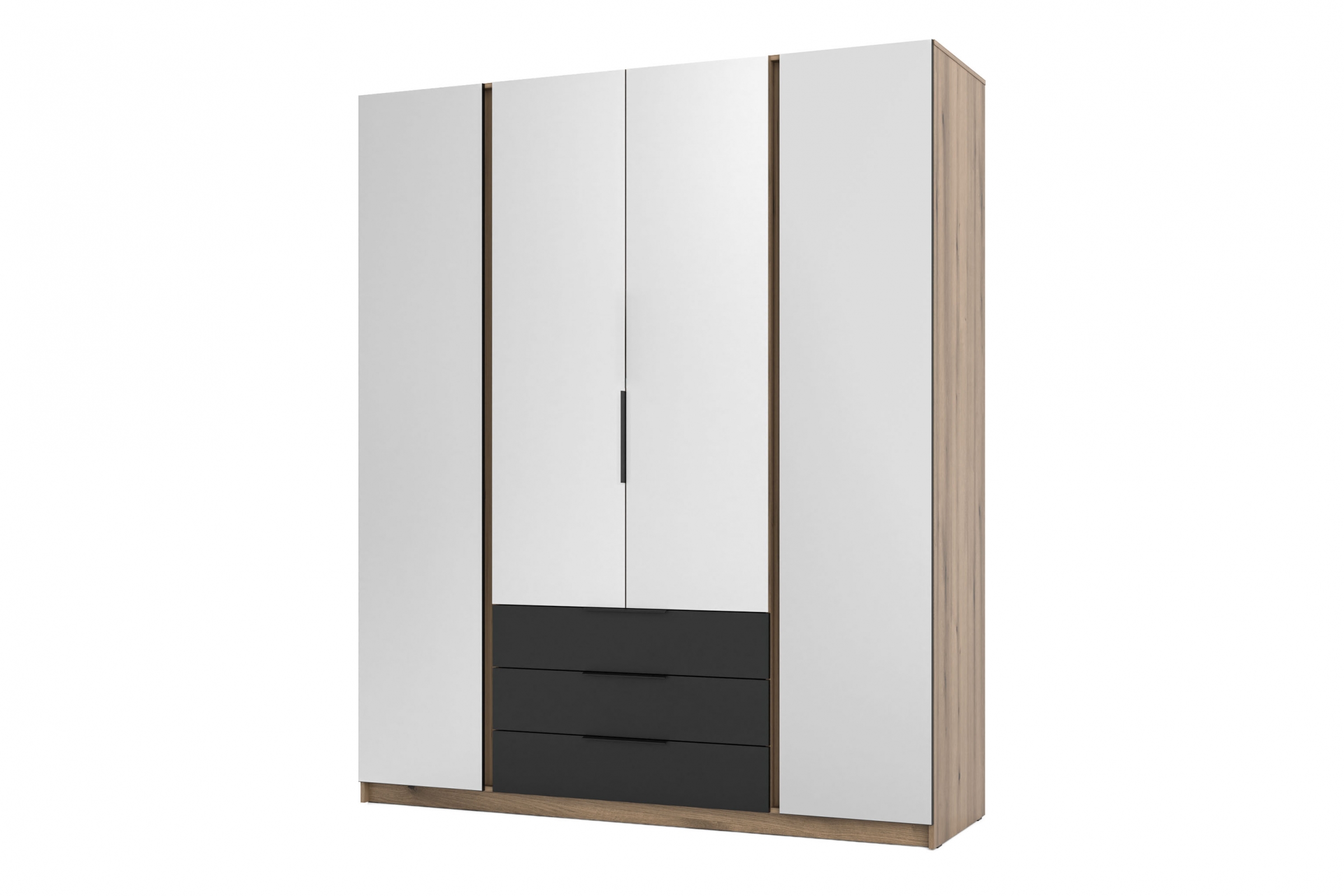 Skriňa Sansi 4L3S so zásuvkami i zrkadlom 200 cm - Dub evoke / Čierny Skriňa Kaja 4L3S so zásuvkami i zrkadlom 200 cm - Dub evoke / Čierny